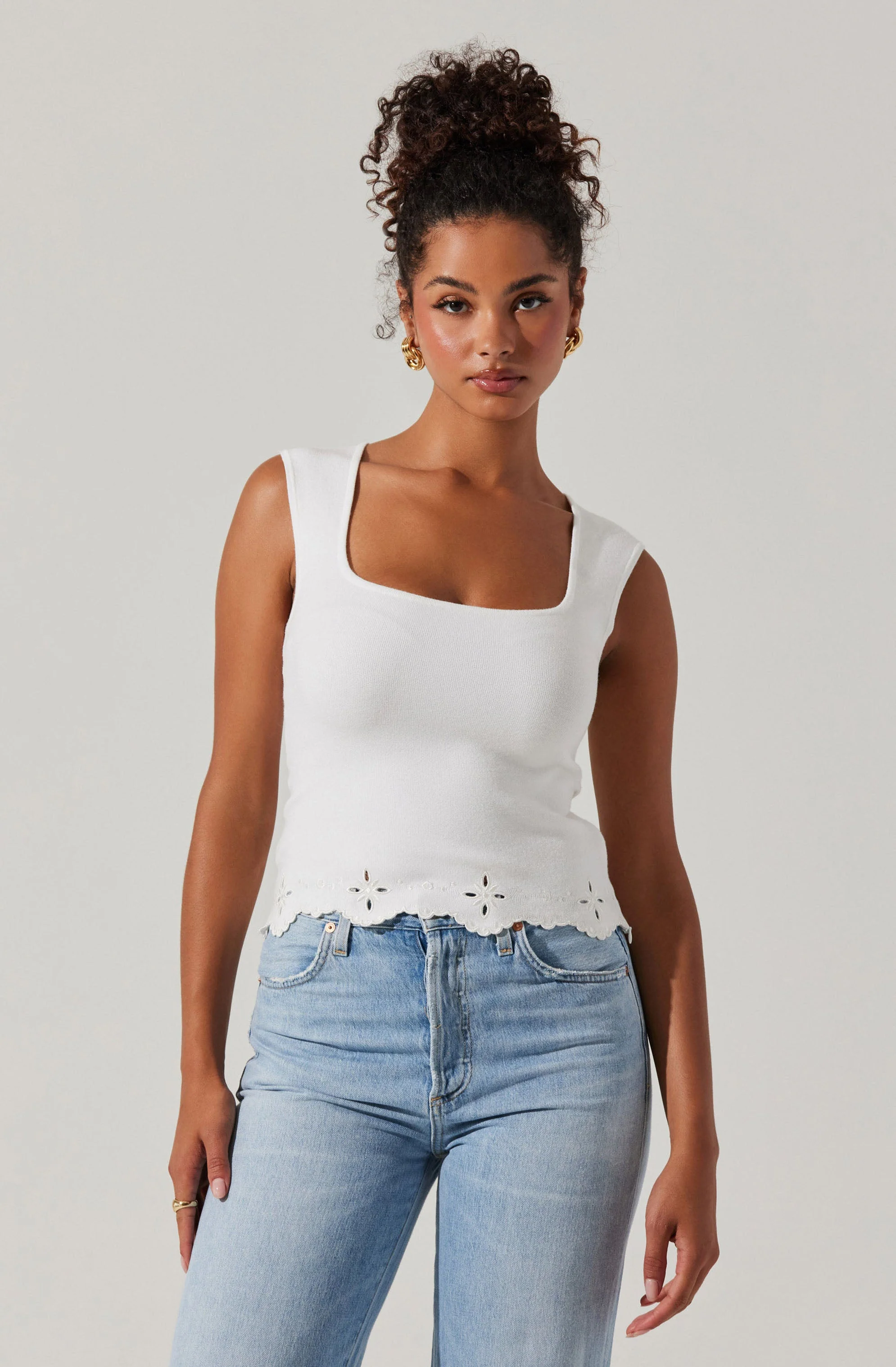 Ellamay Embroidered Trim Sweater Top - Image 3