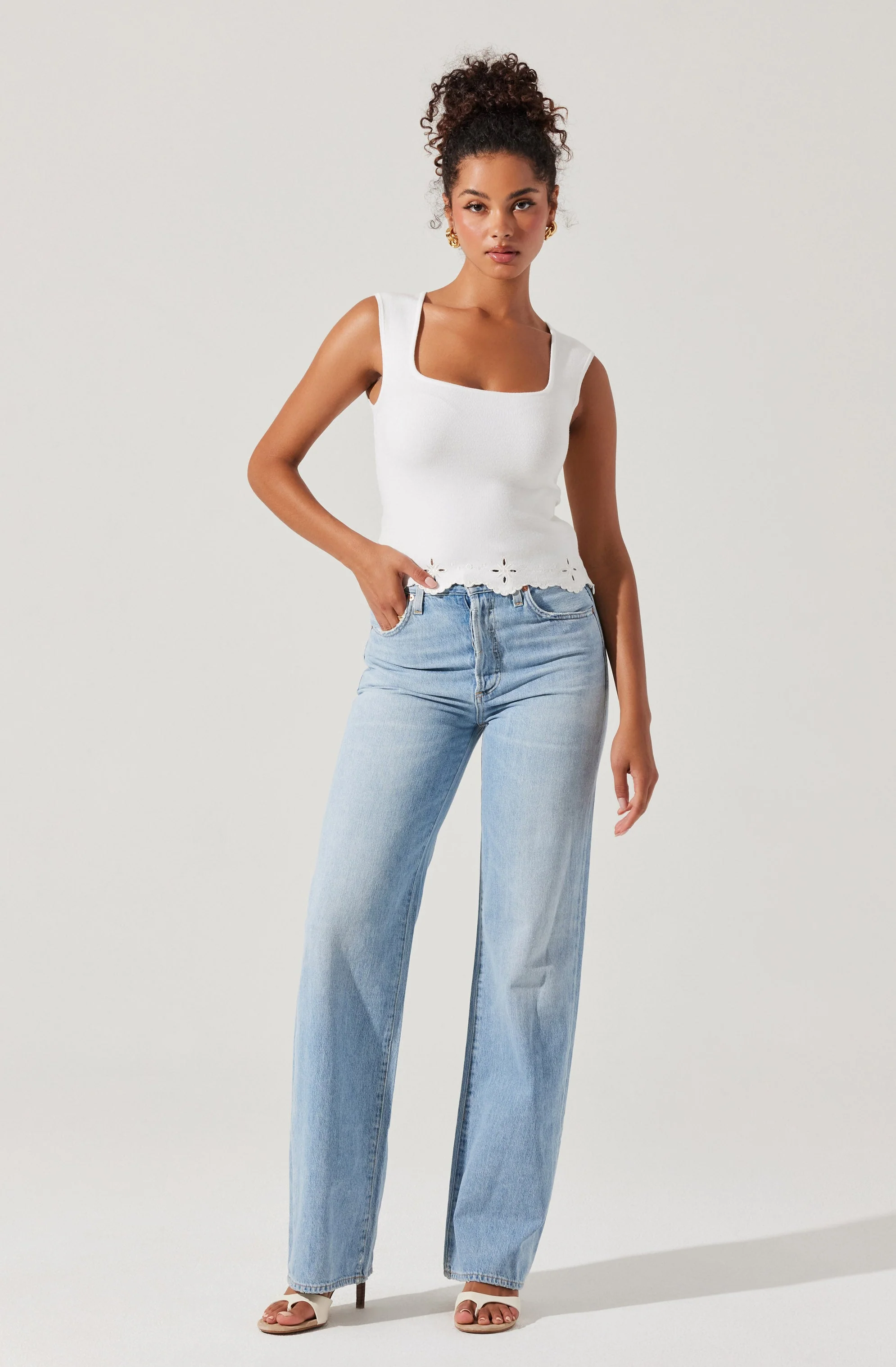 Ellamay Embroidered Trim Sweater Top - Image 5