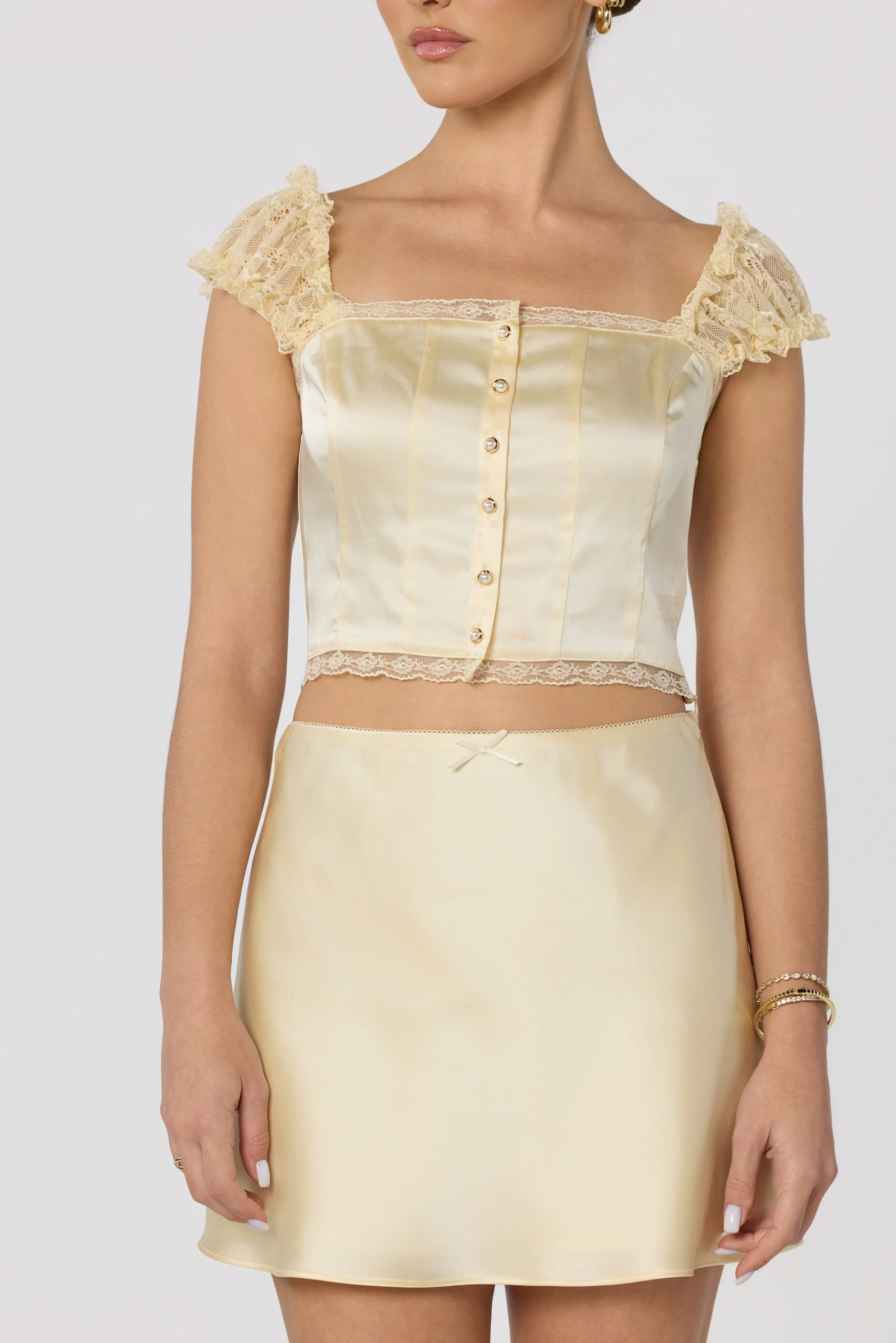 Elliana Lace Sleeve Satin Top - Image 3