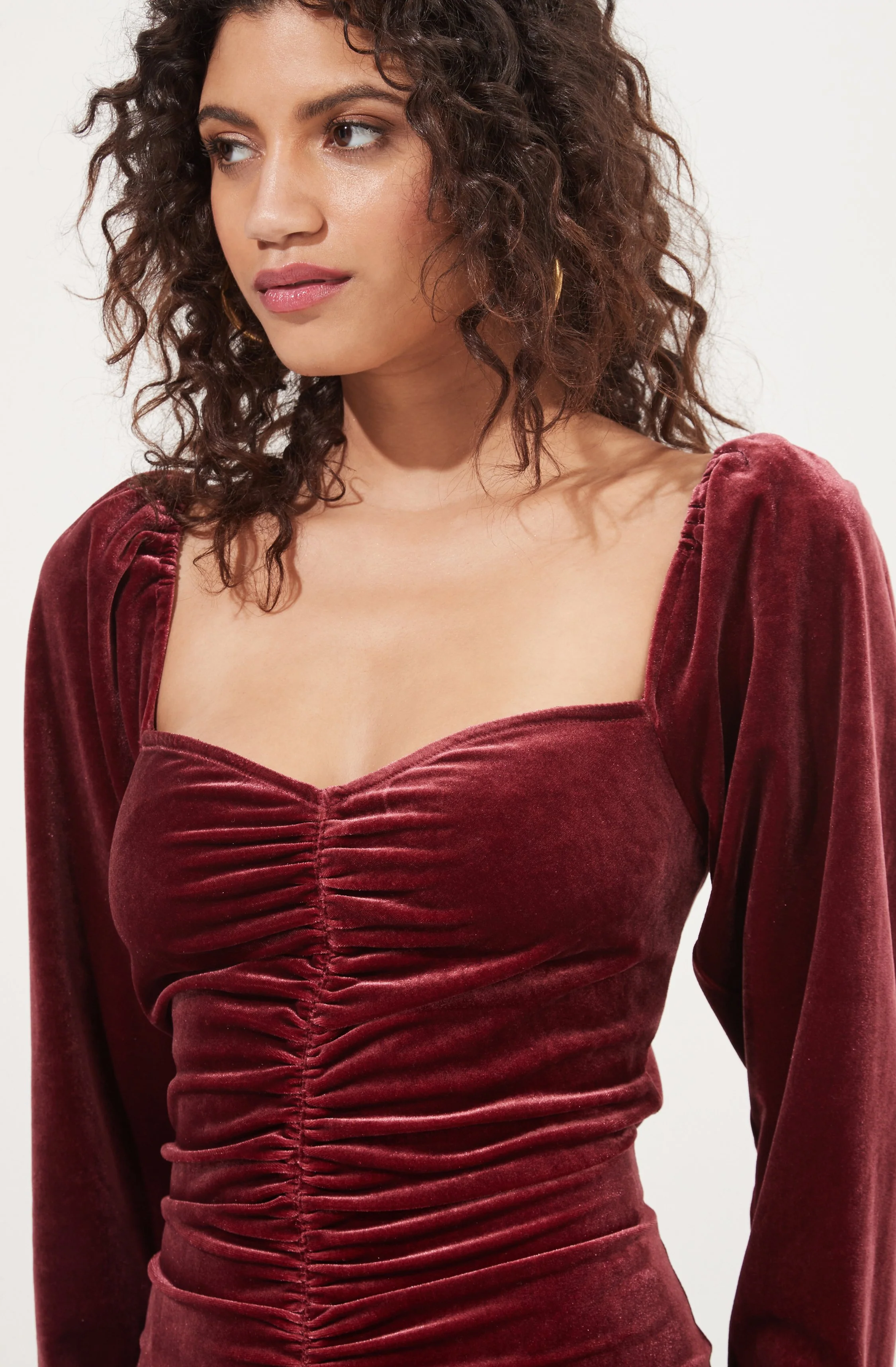 Ellsmere Velvet Rouched Long Sleeve Mini Dress - Image 3
