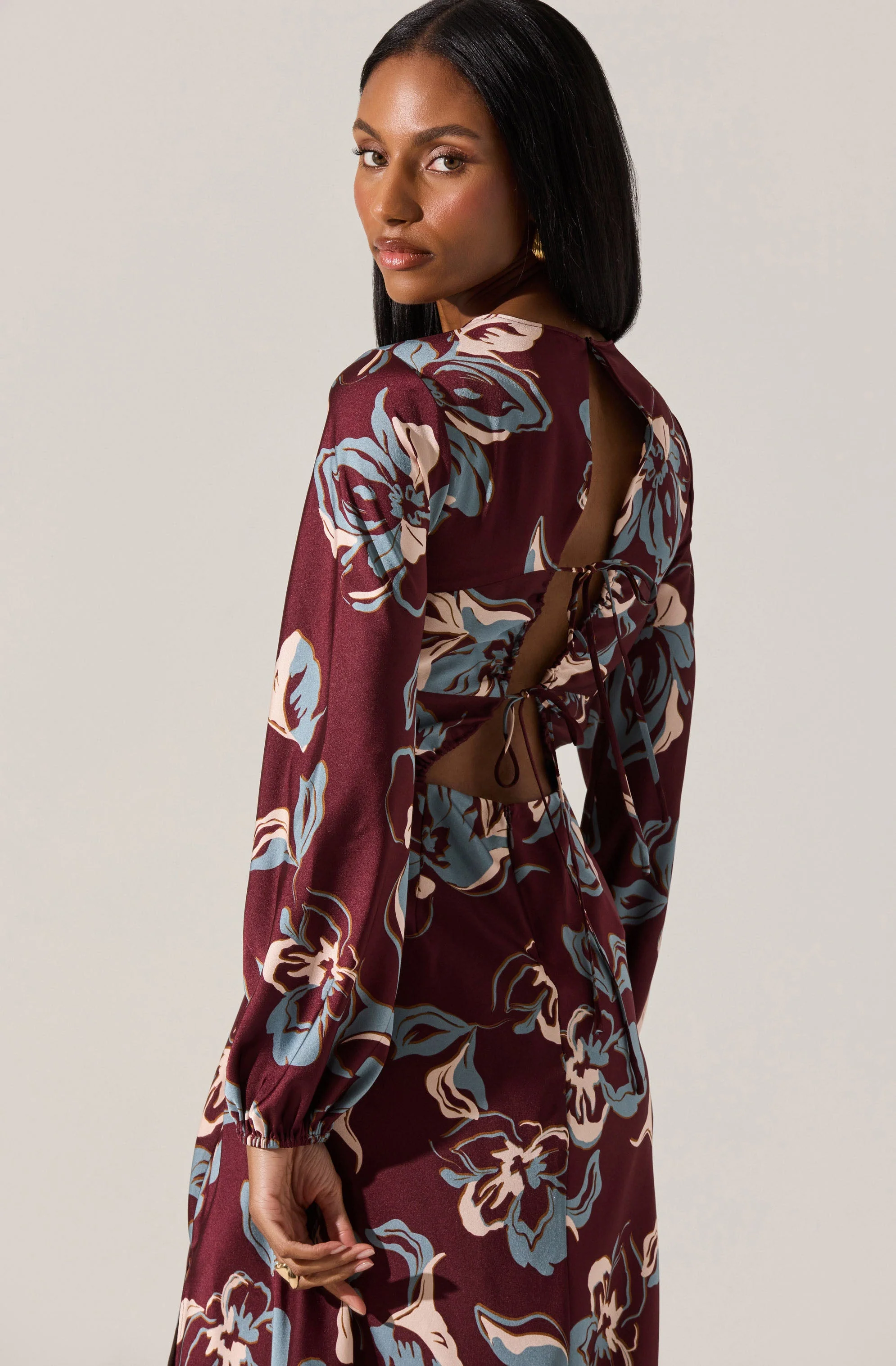 Elyse Satin Floral Midi Dress - Image 2