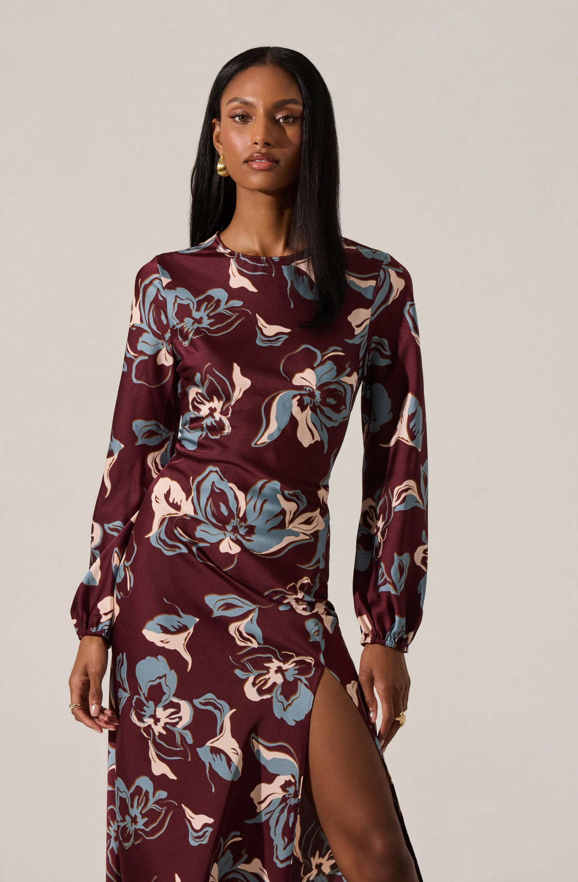 Elyse Satin Floral Midi Dress - Image 3