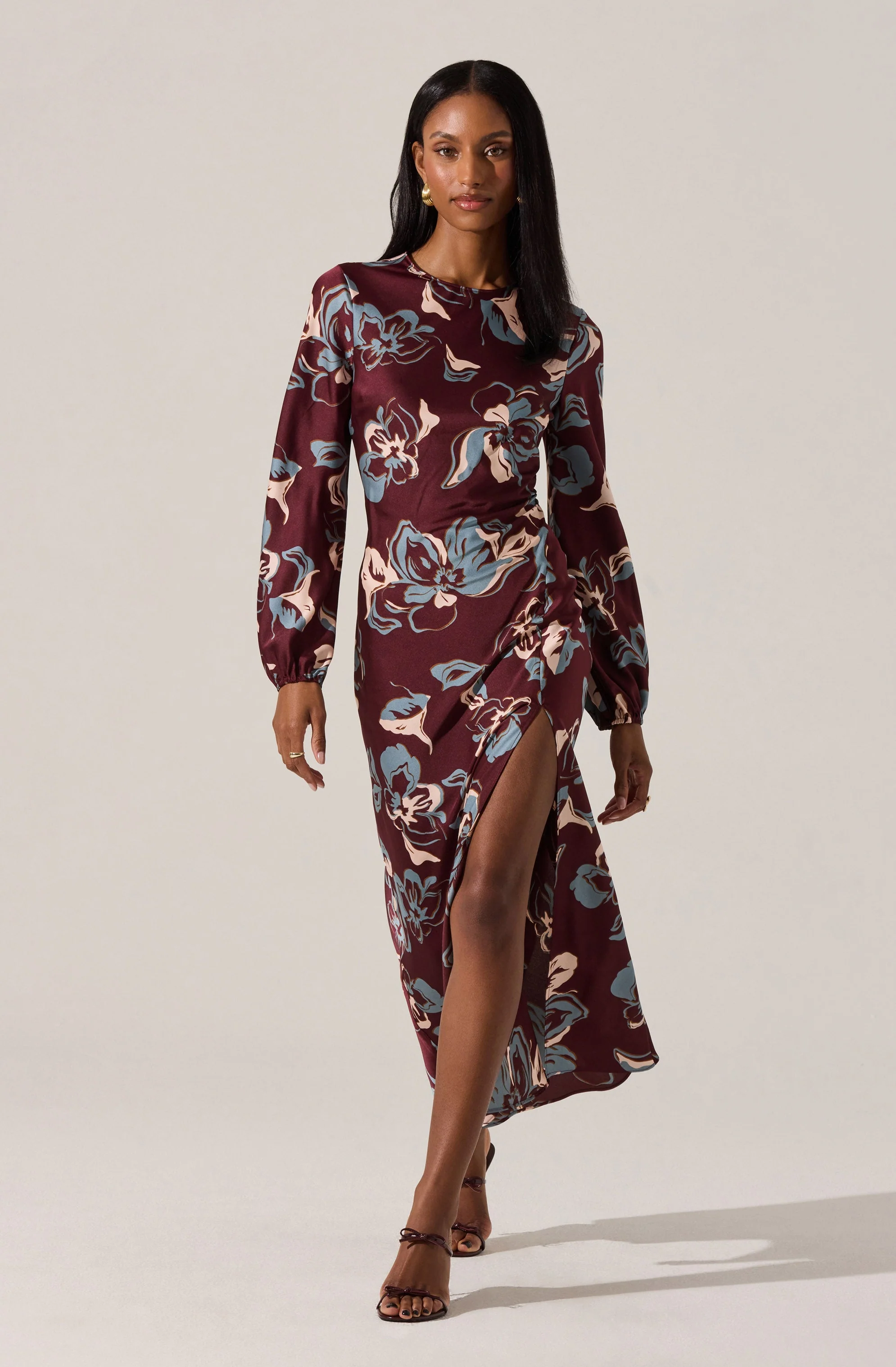 Elyse Satin Floral Midi Dress - Image 5
