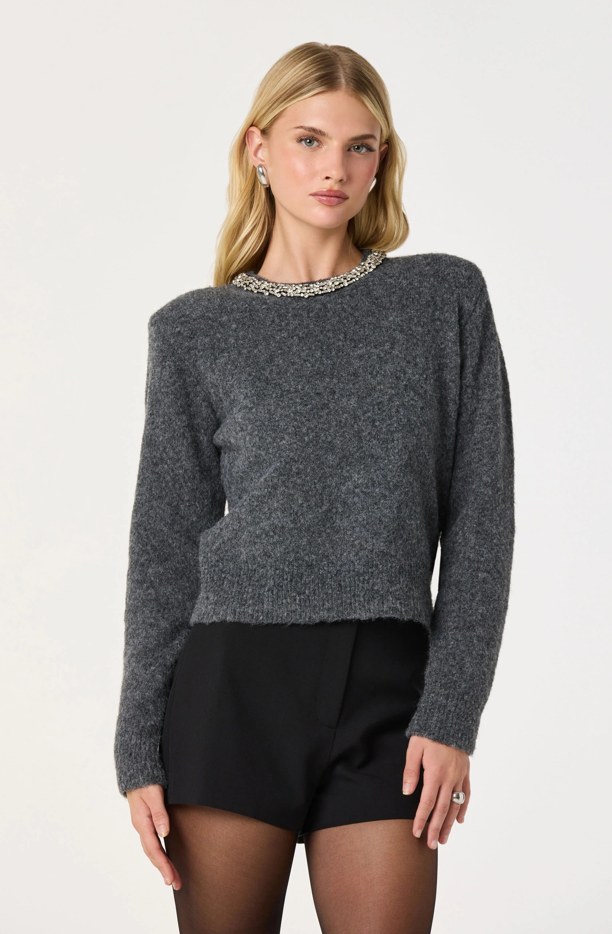 Embellished Collar Crewneck Sweater - Image 5