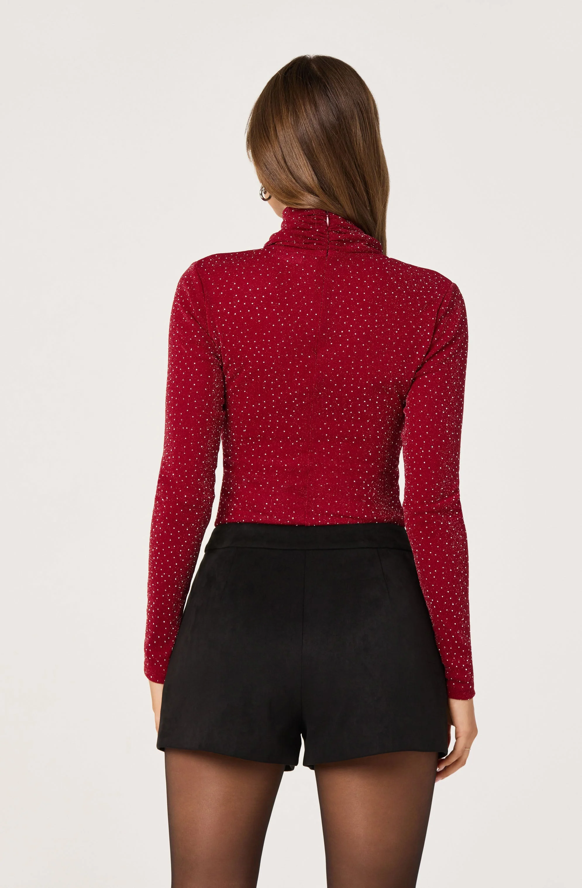 Embellished Crossover Mock Neck Top - Image 10