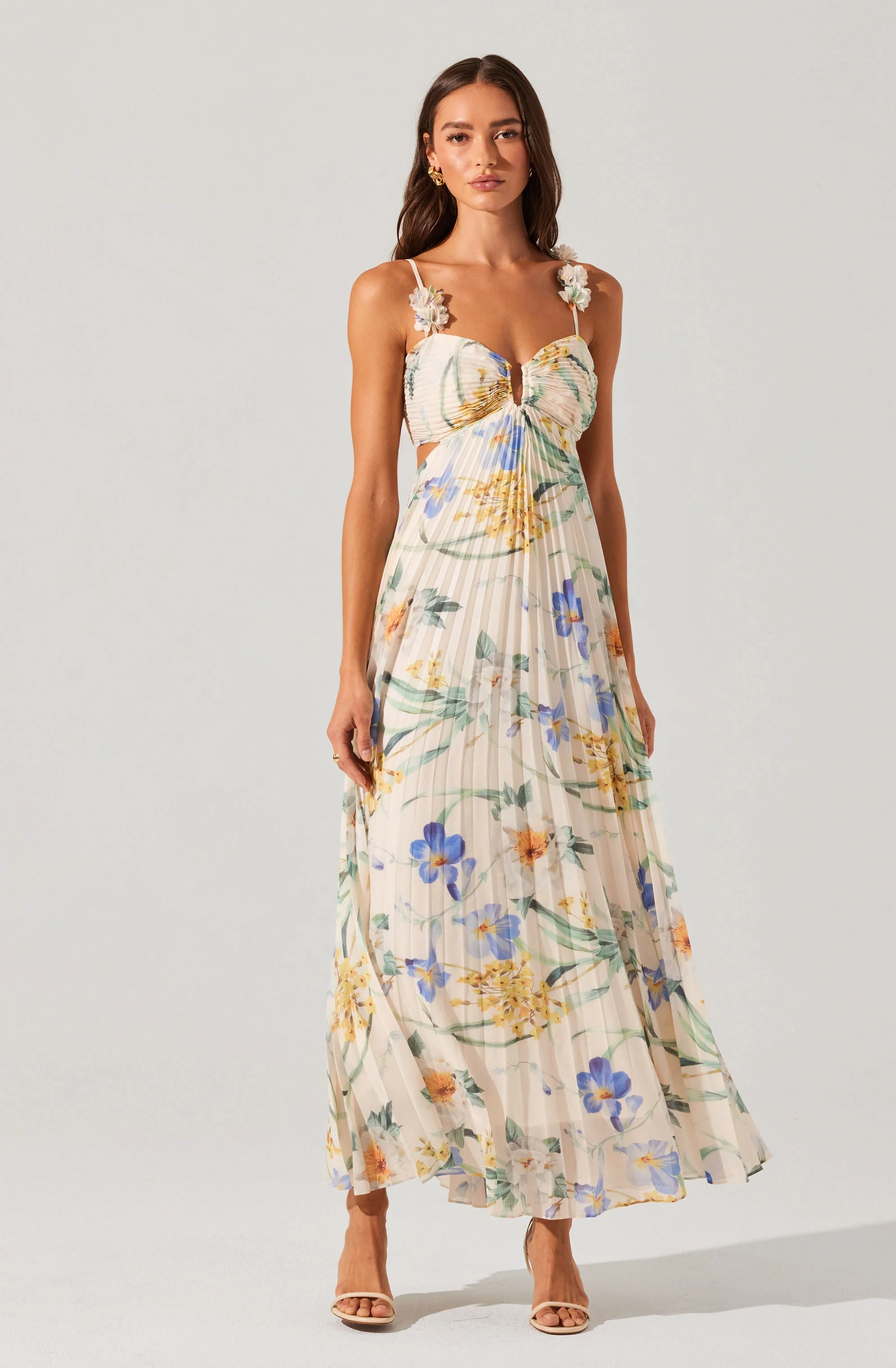 Emese Floral Pleated Maxi Dress - Image 5