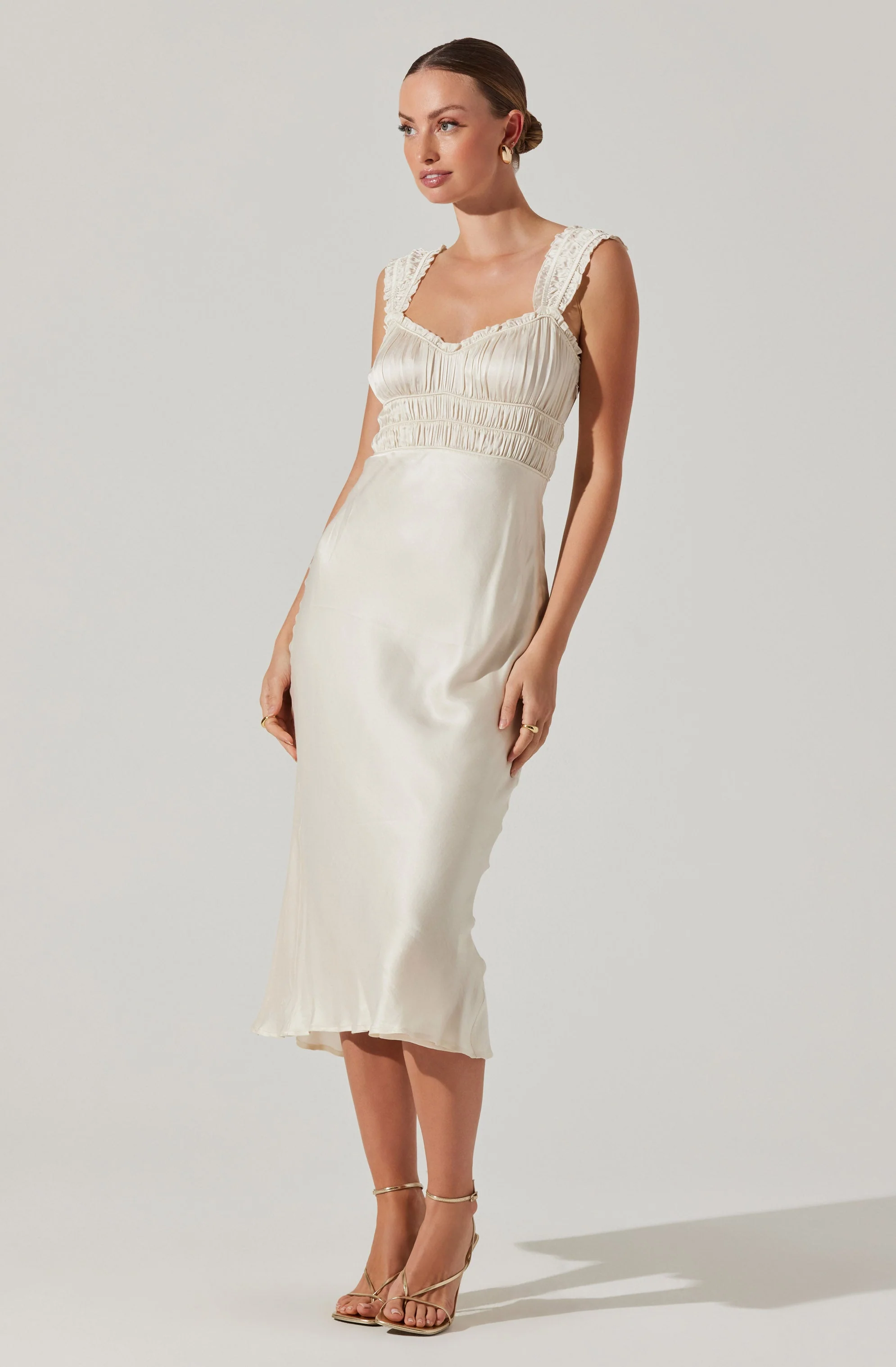 Enola Satin Smocked Midi Dress - Image 20