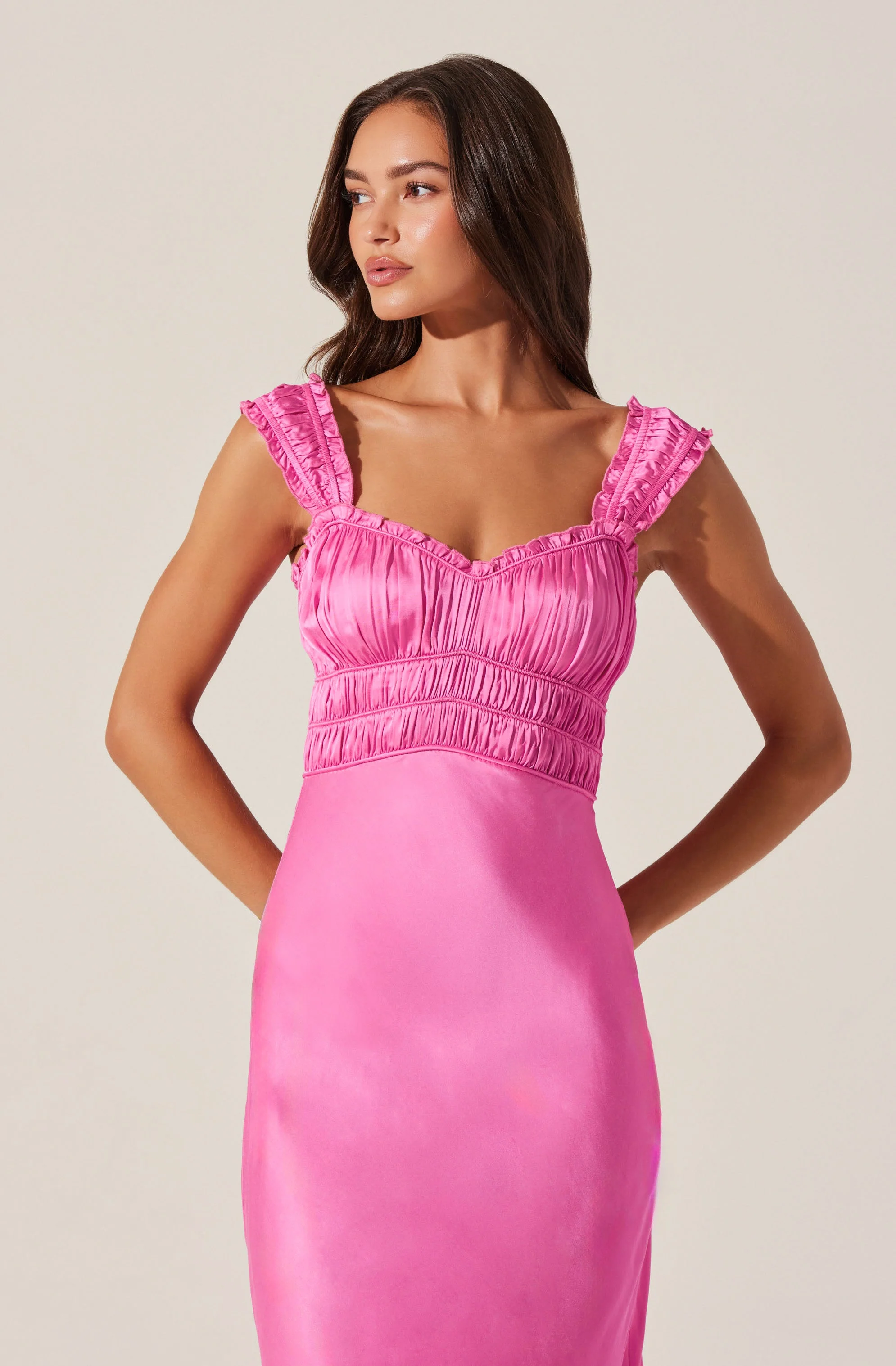 Enola Satin Smocked Midi Dress - Image 5