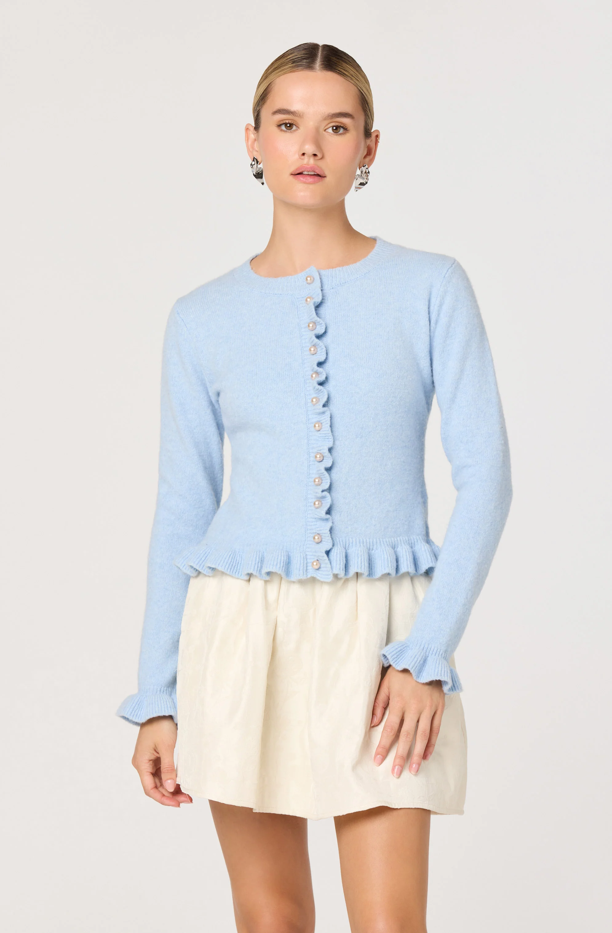 Eowyn Brushed Knit Pearl Button Cardigan - Image 2