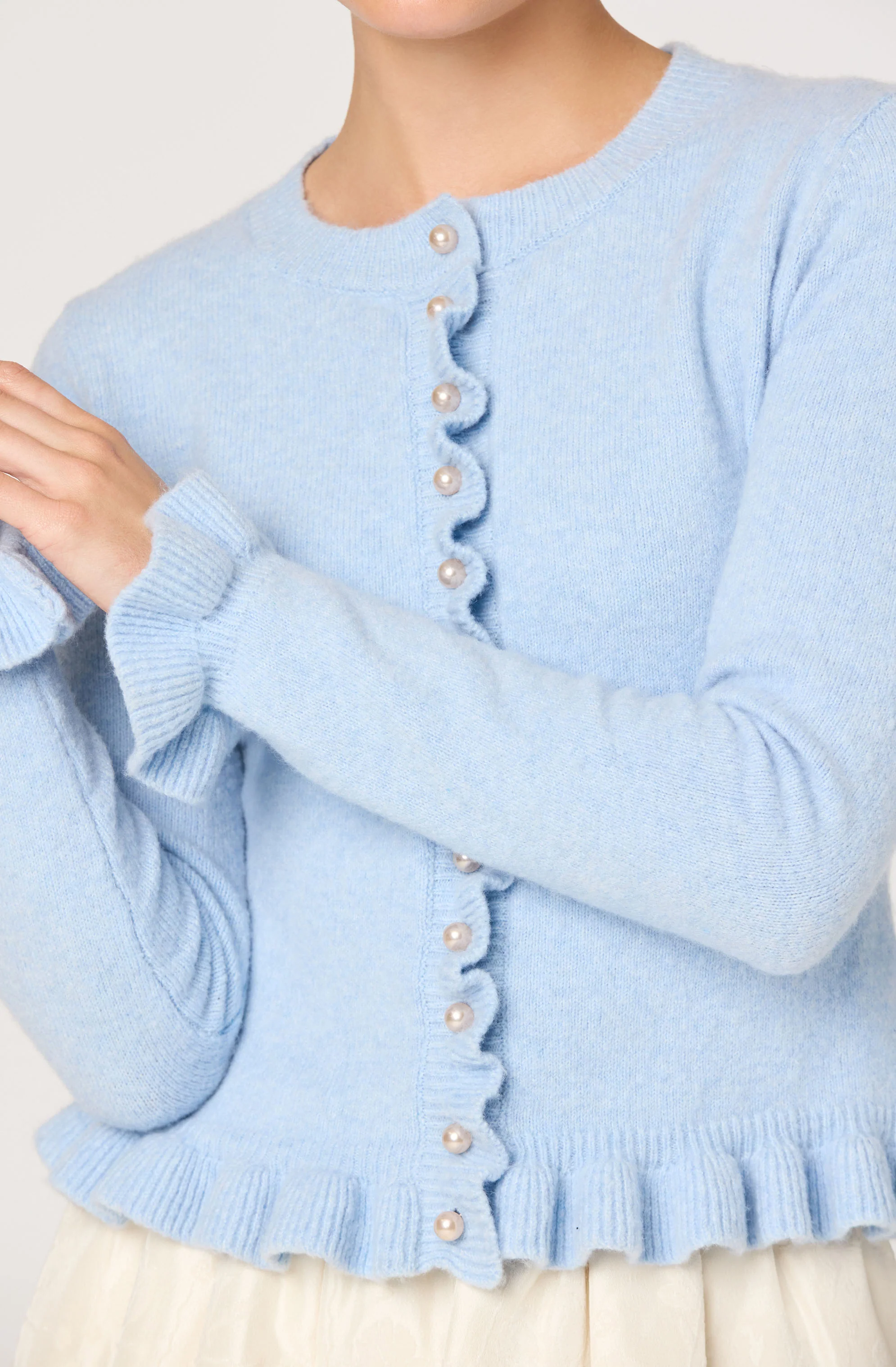 Eowyn Brushed Knit Pearl Button Cardigan - Image 5