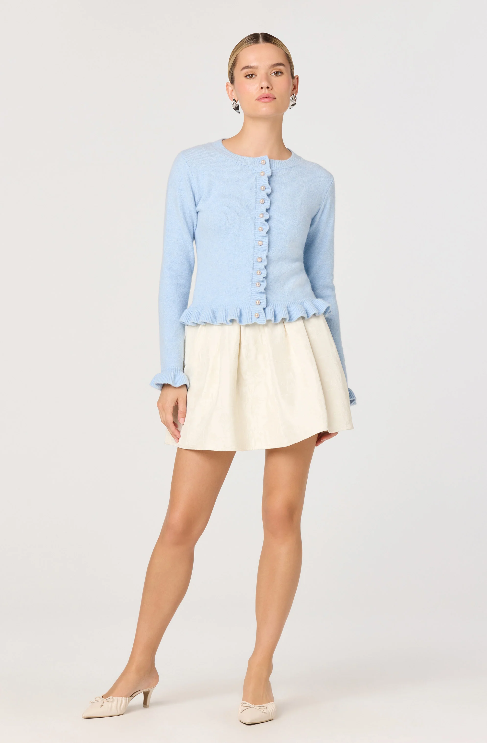Eowyn Brushed Knit Pearl Button Cardigan - Image 6