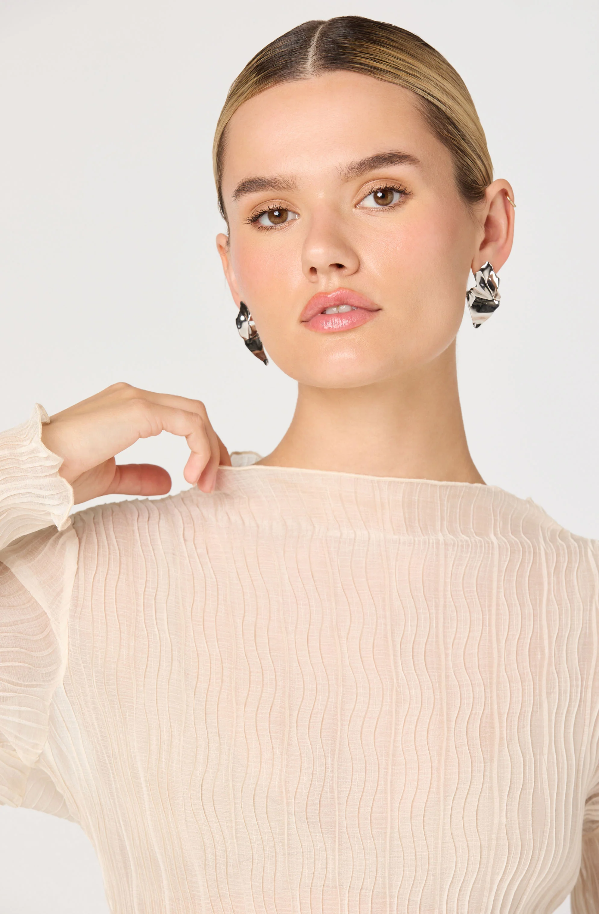 Eska Plissé Long Sleeve Top - Image 3