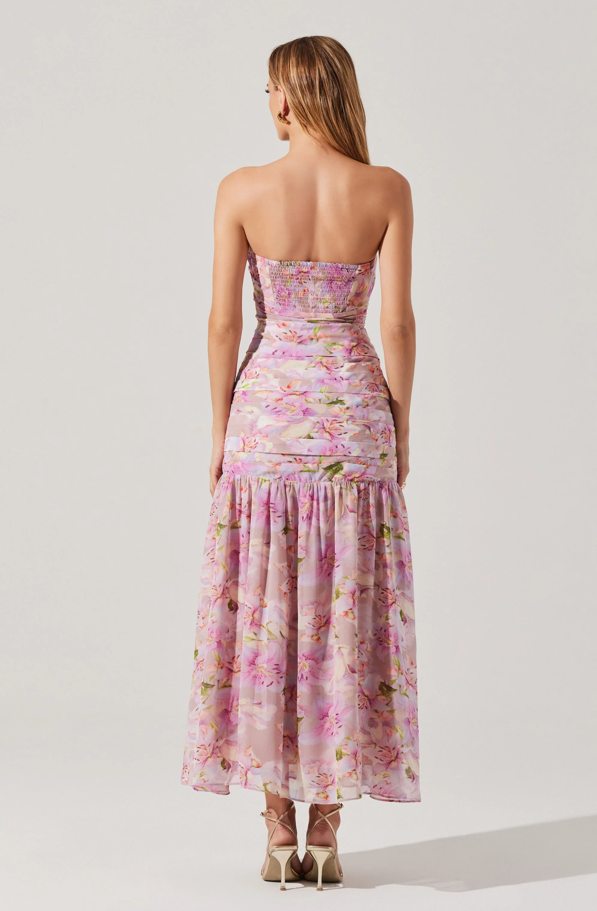 Estefany Strapless Pleated Floral Maxi Dress - Image 6