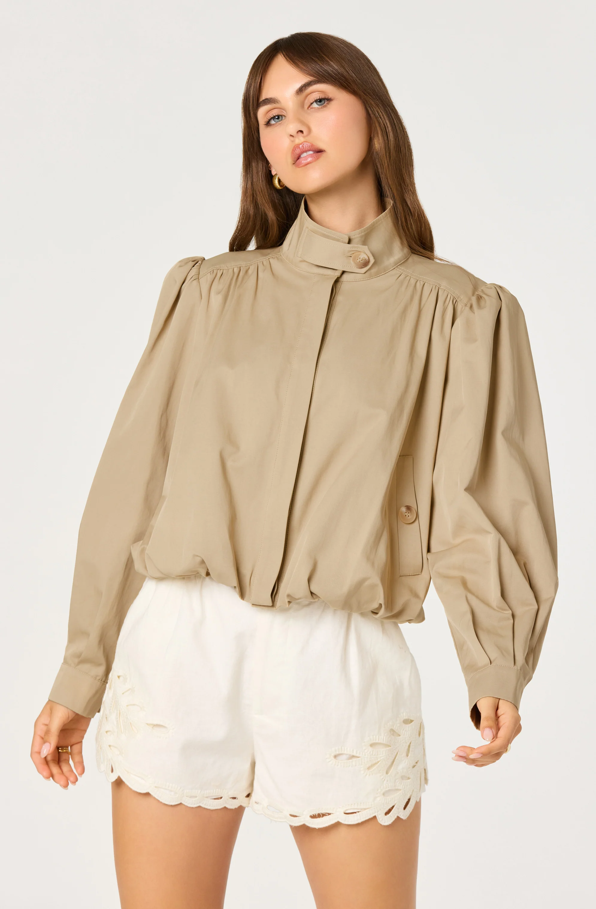 Estero Gathered Sleeve Bomber Jacket - Image 5