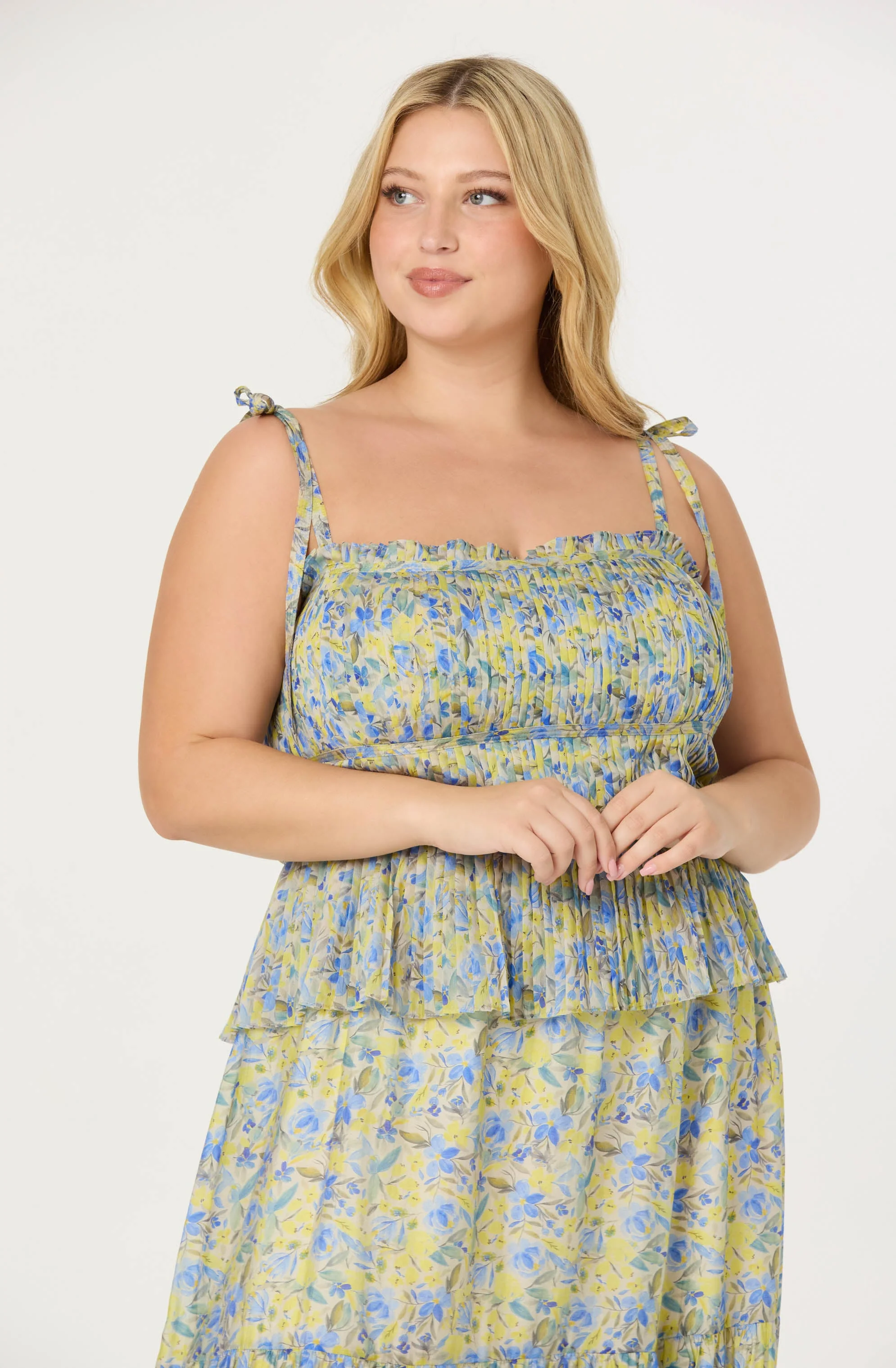 Ethelind Floral Pleated Maxi Dress - Image 8