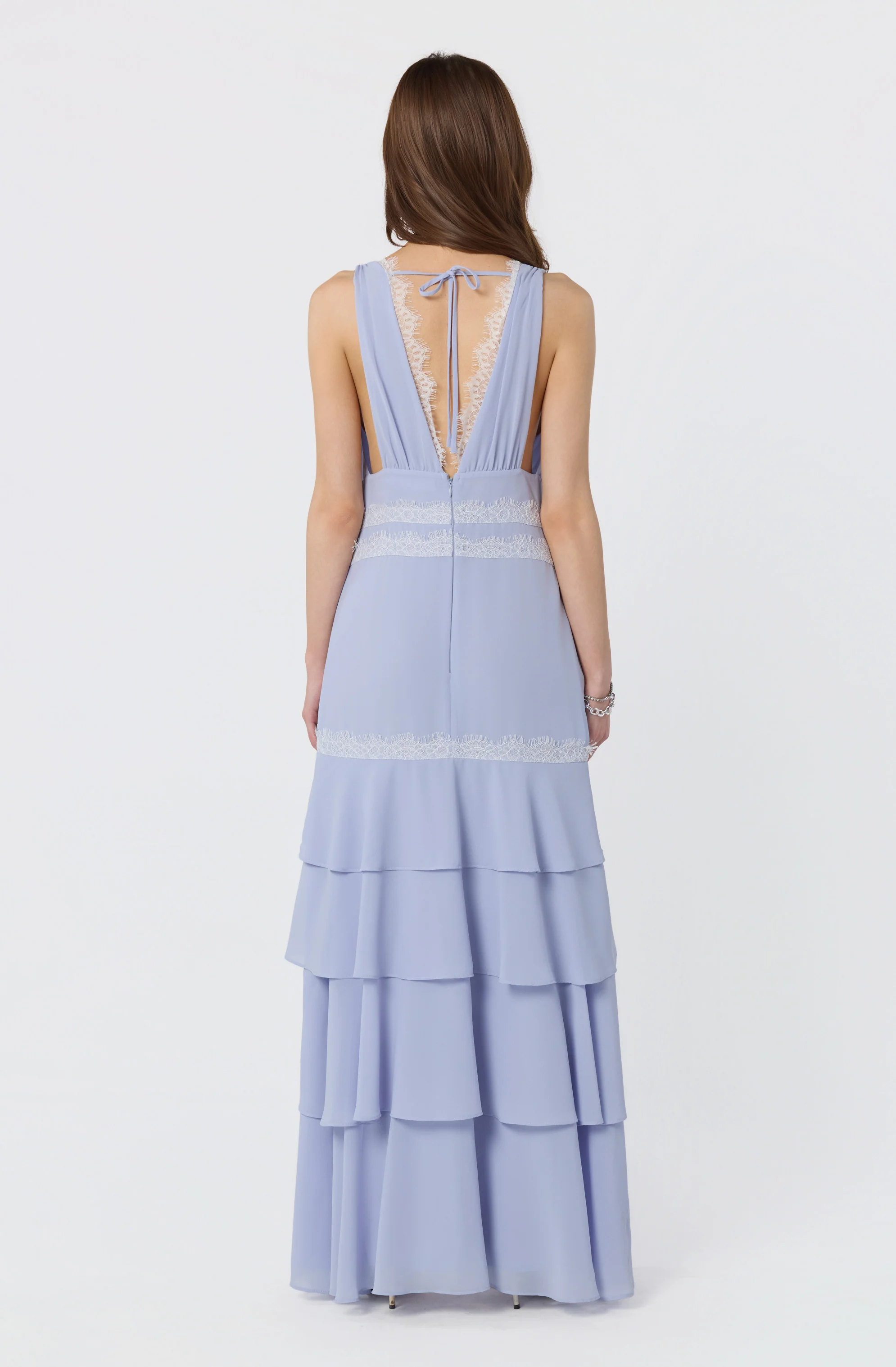 Evelyn Lace Trim Tiered Ruffle Maxi Dress - Image 3