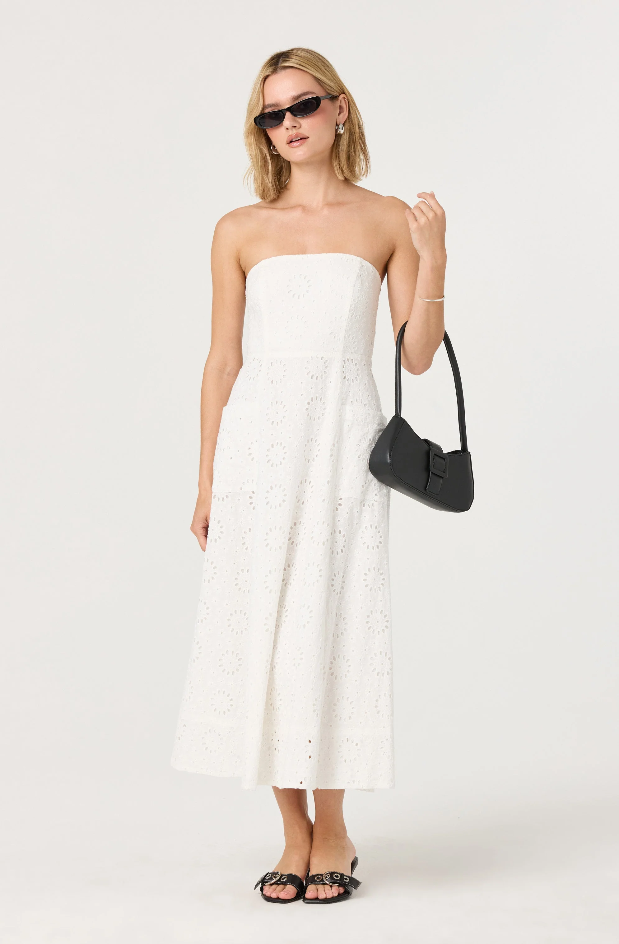 Eyelet Strapless Midi Dress - Image 12