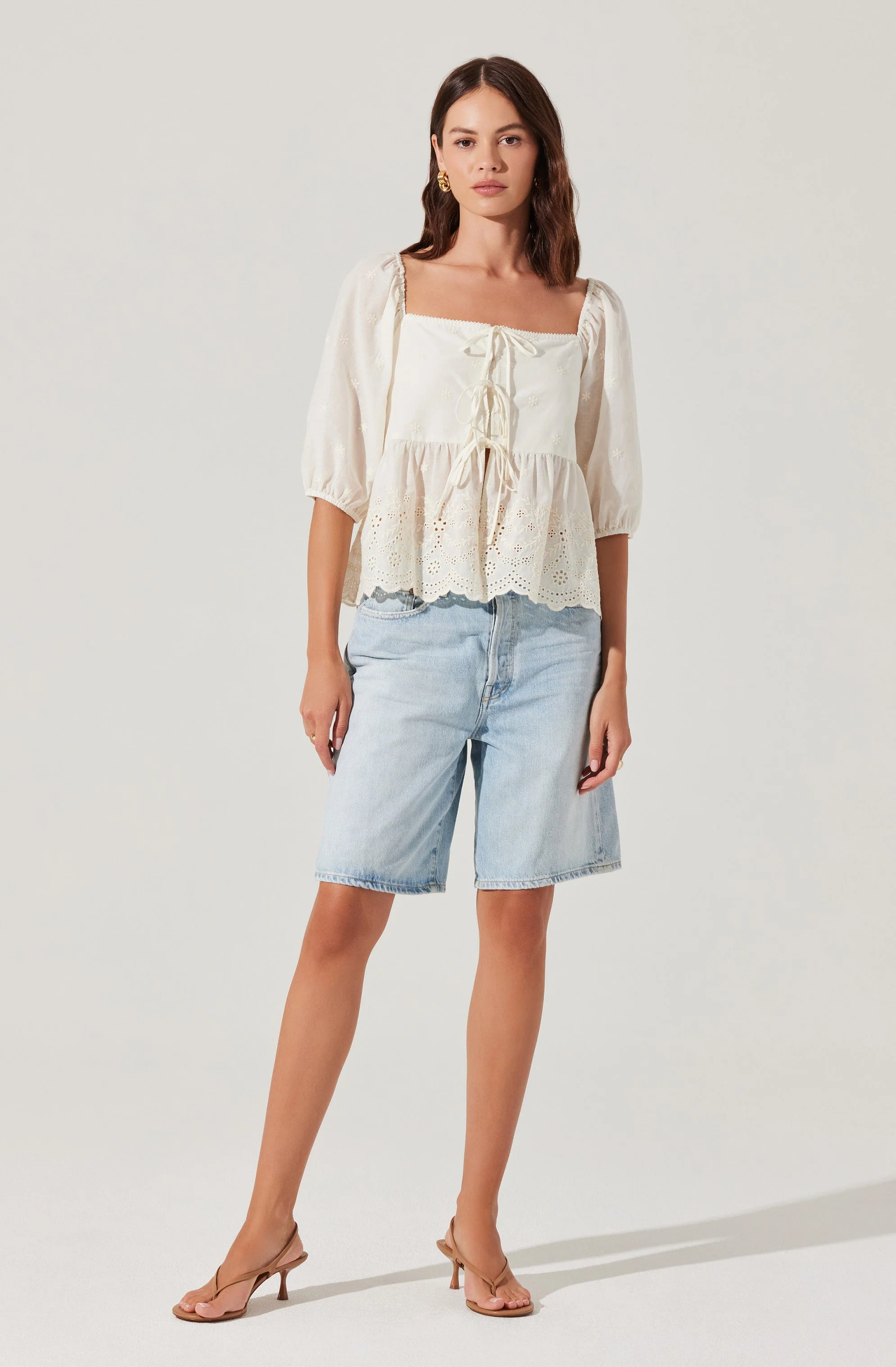 Ezmae Embroidered Tie-Front Top - Image 5