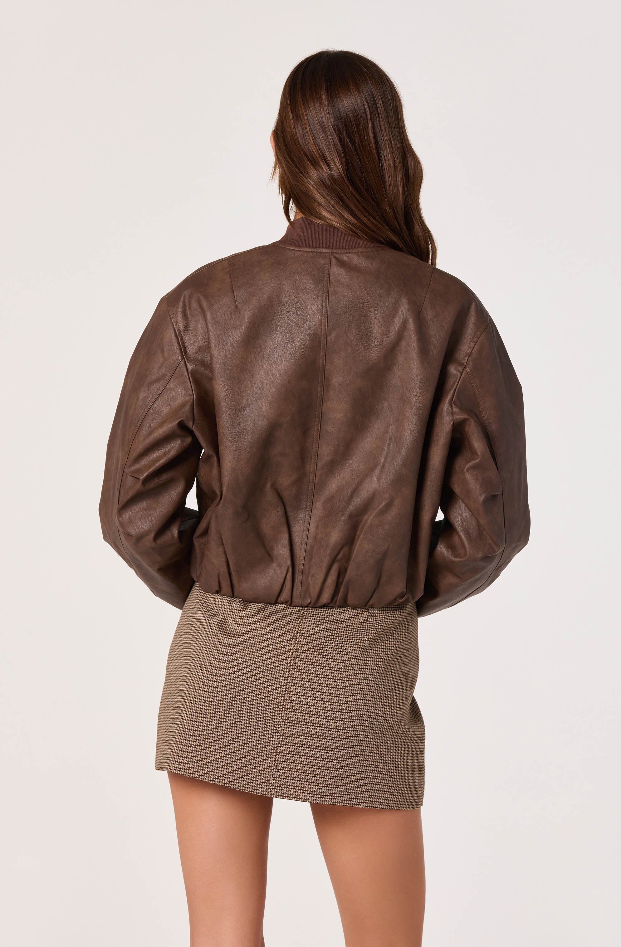 Faux Leather Bomber Jacket - Image 4