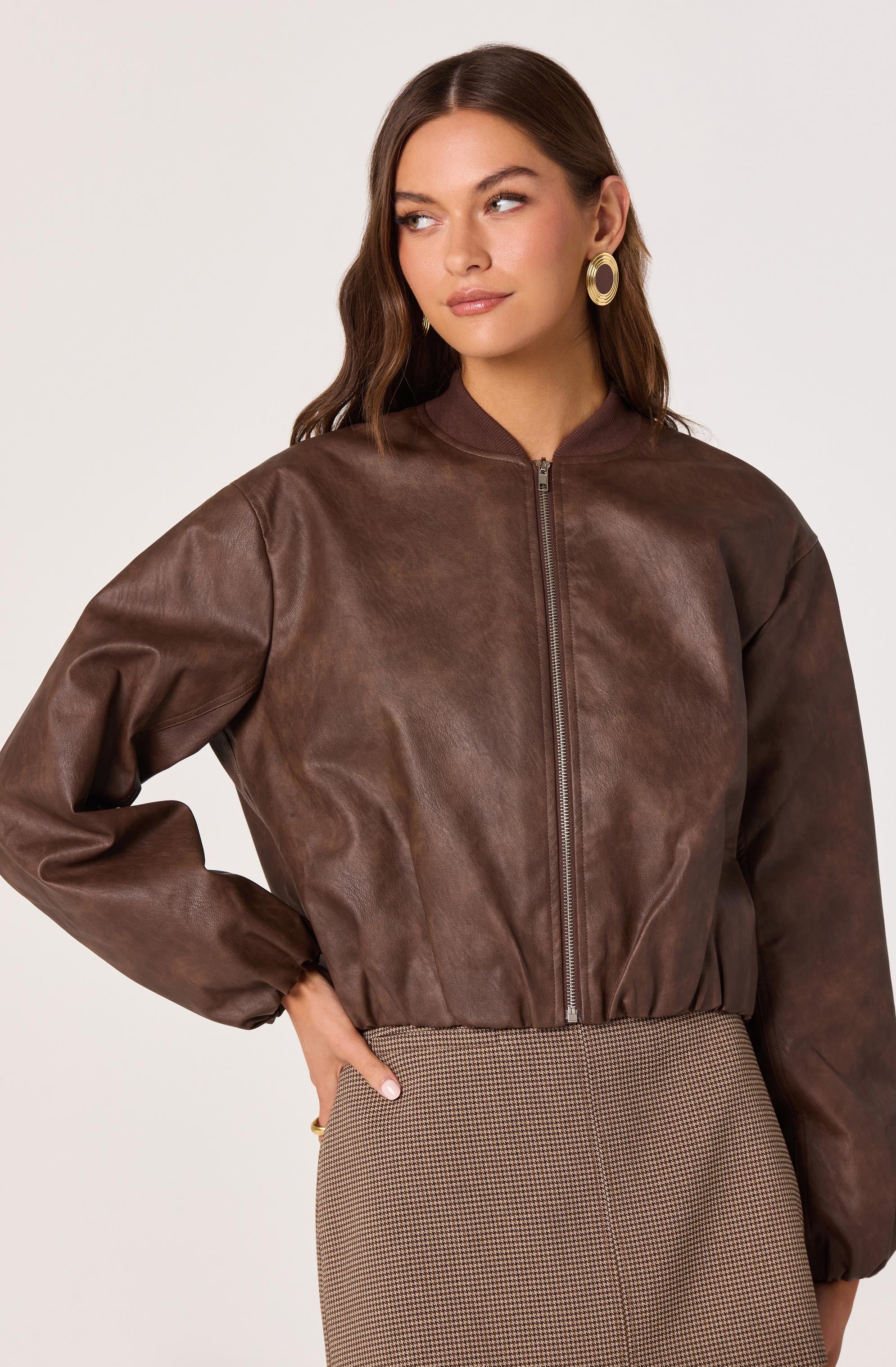 Faux Leather Bomber Jacket - Image 5