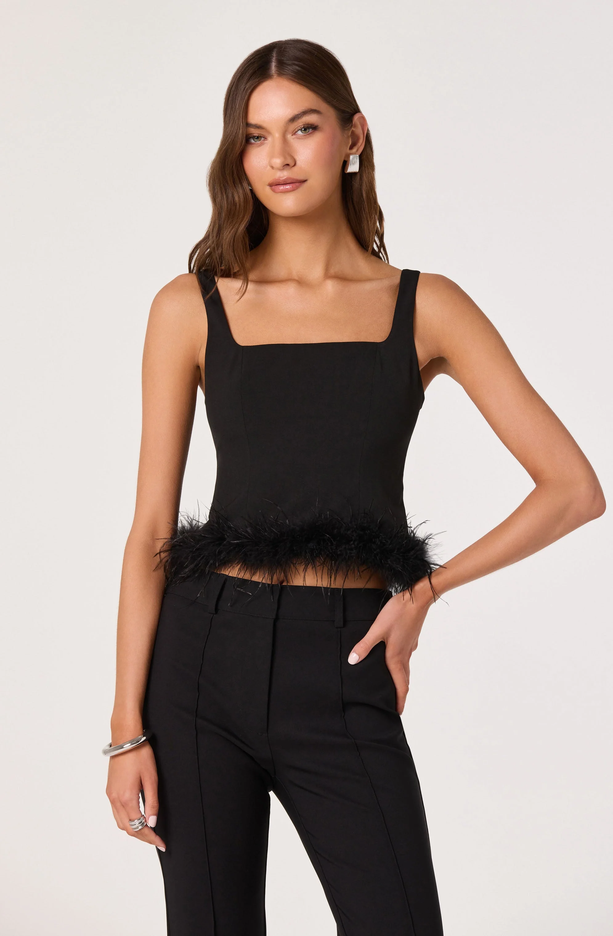 Feather Trim Corset Top - Image 3