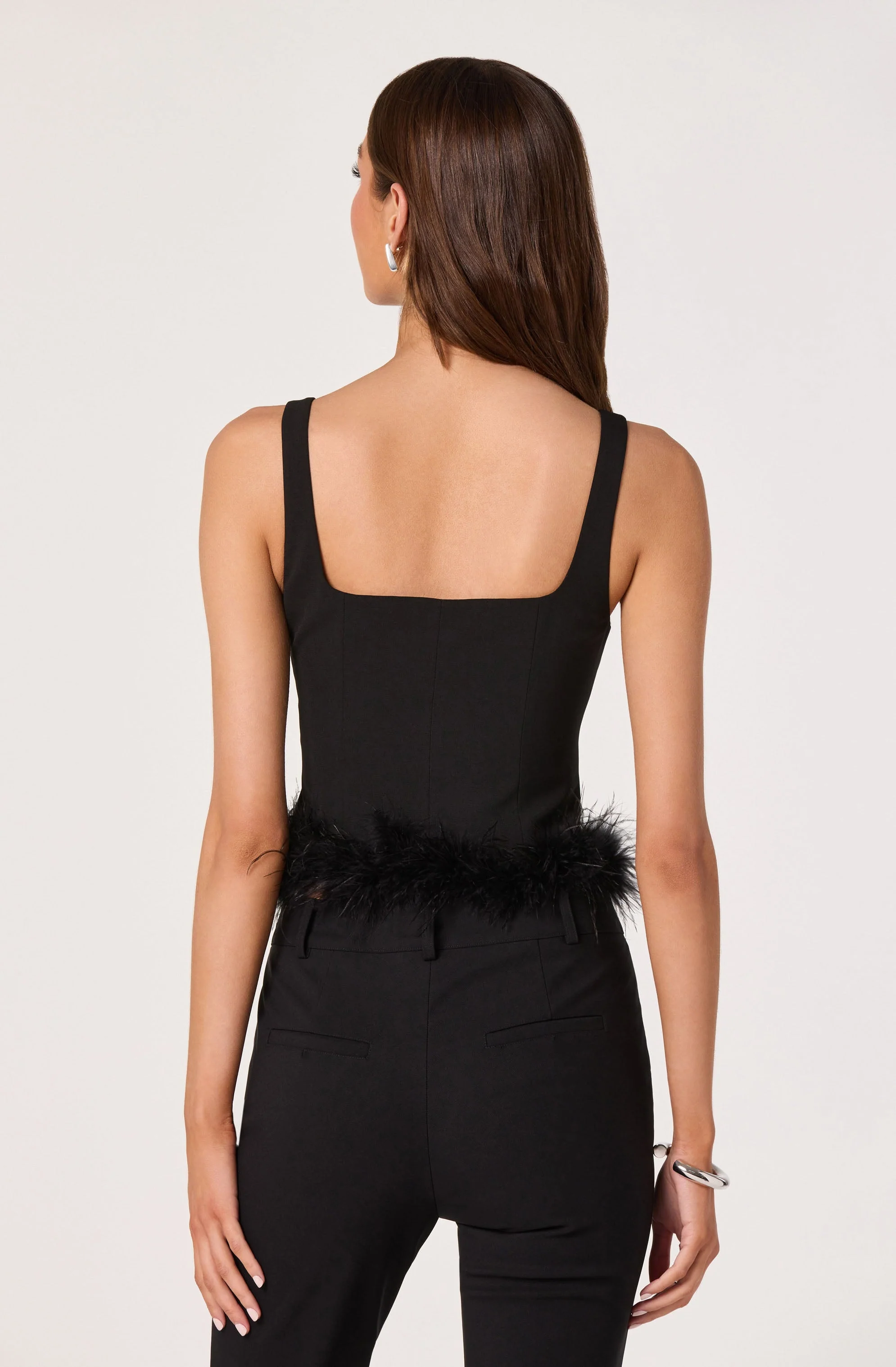 Feather Trim Corset Top - Image 4