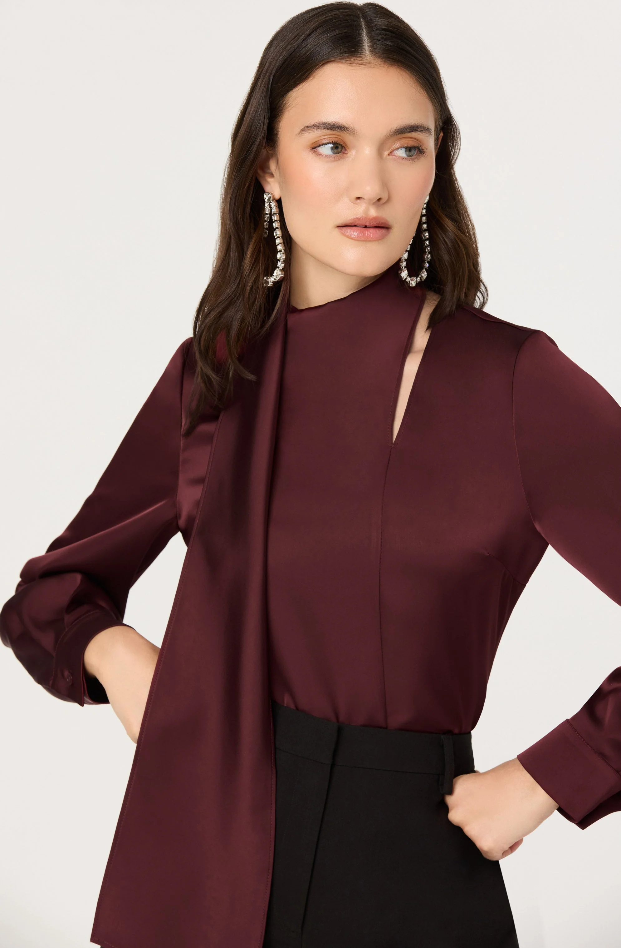 Felisita Satin Cutout Scarf Top - Image 7