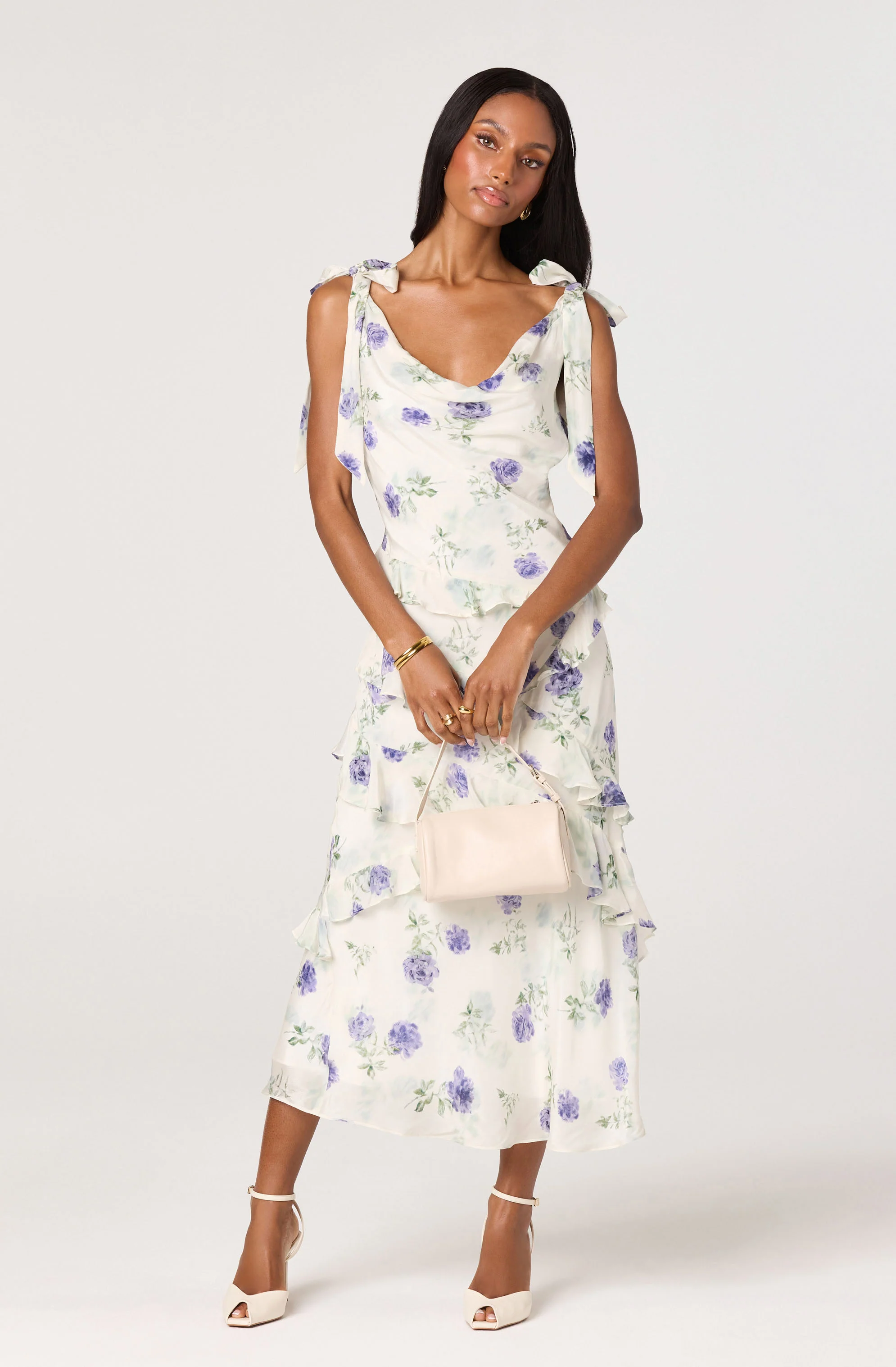 Fen Floral Tie-Strap Ruffle Midi Dress - Image 5