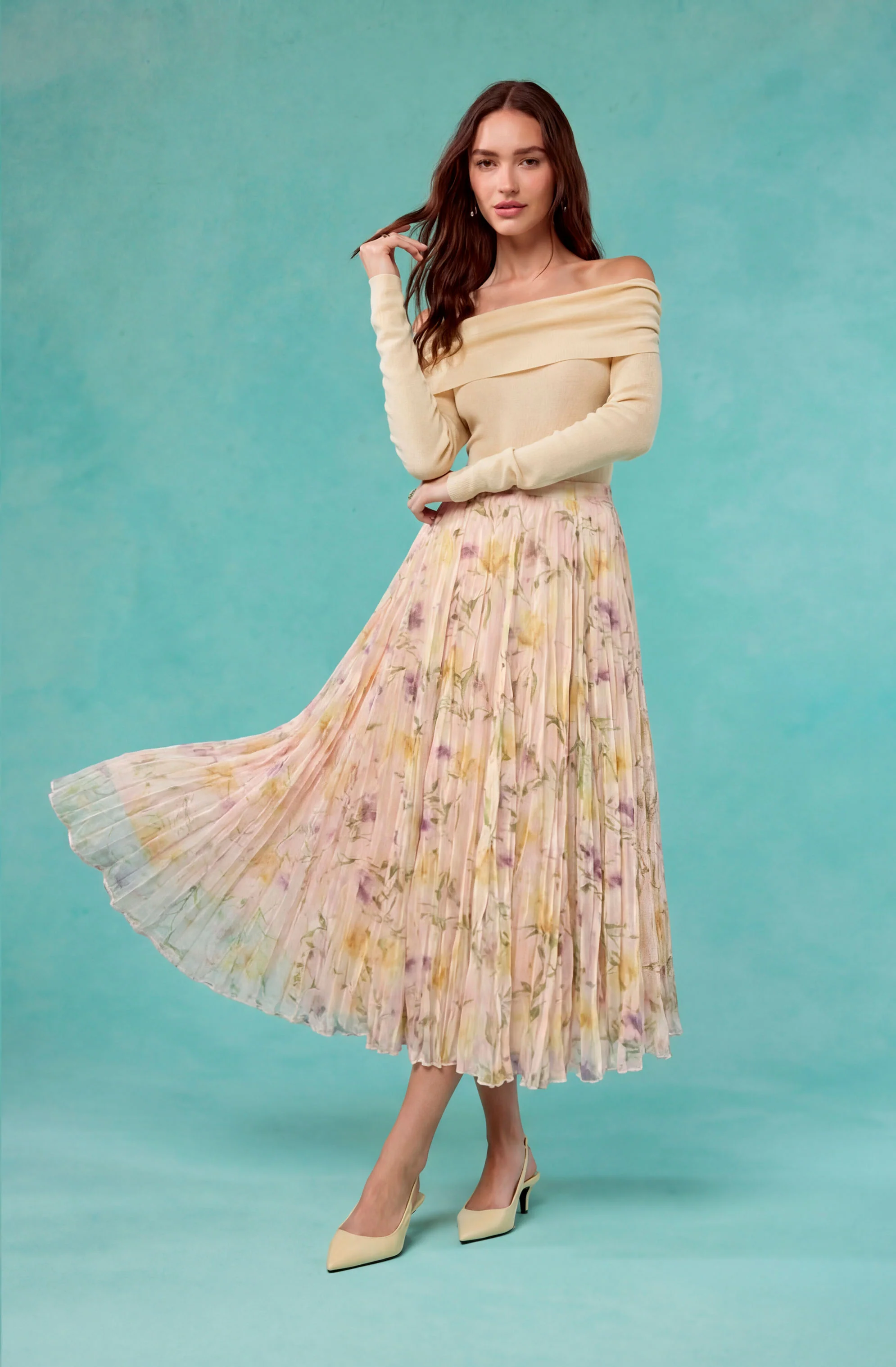 Fiori Pleated Maxi Skirt - Image 7