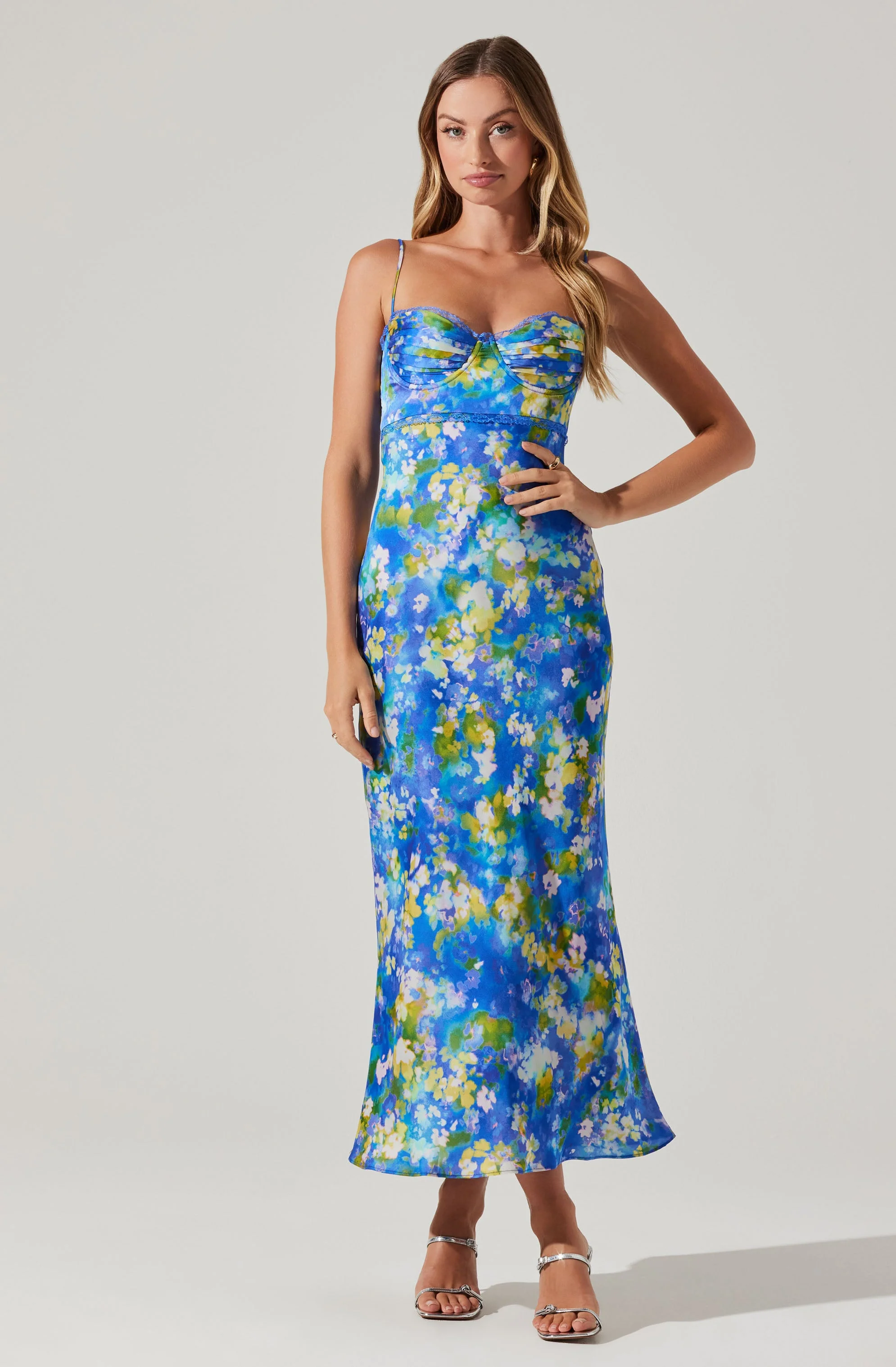 Florianne Floral Satin Maxi Dress - Image 3