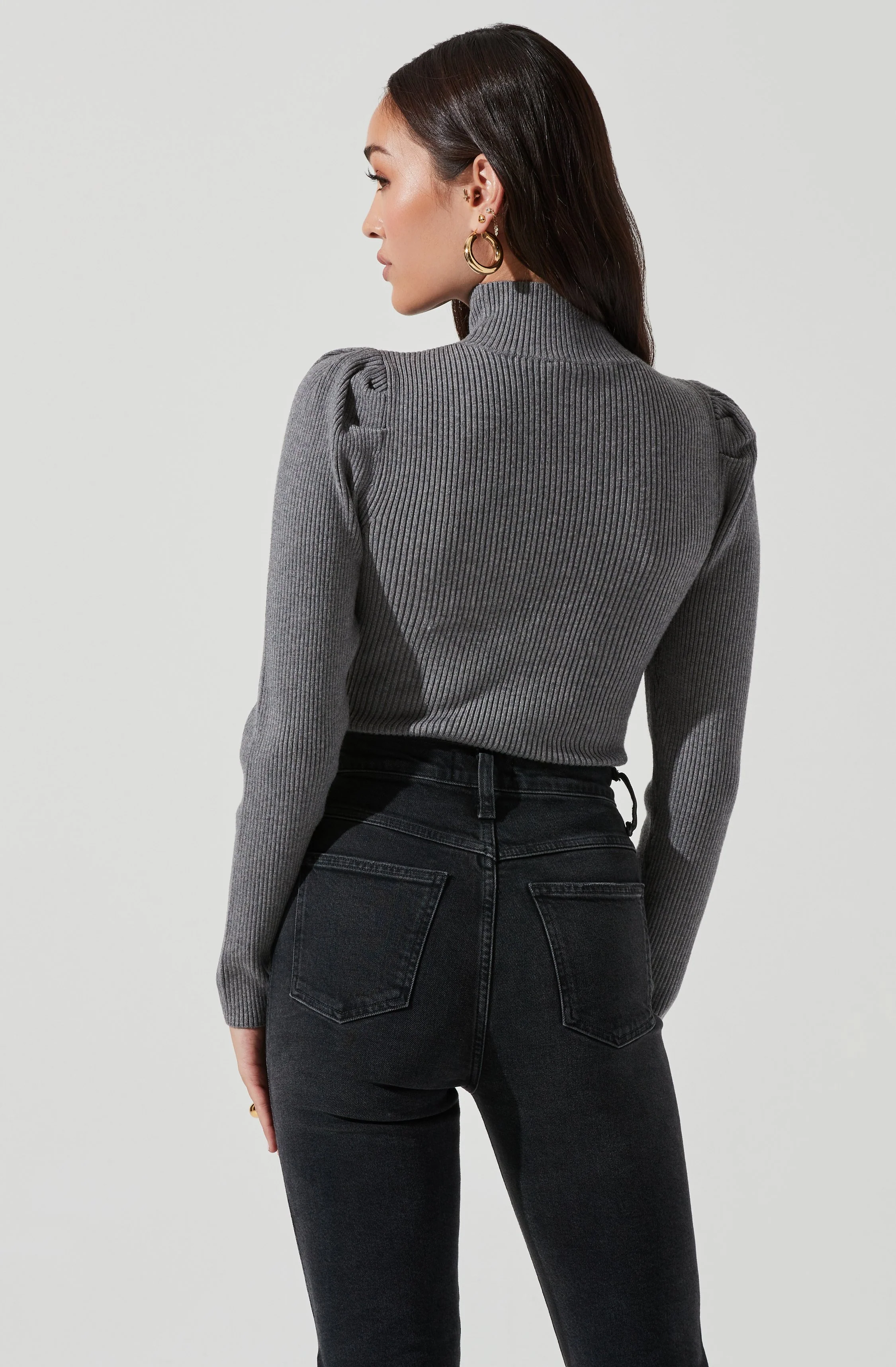 Front Cutout Long Sleeve Sweater Bodysuit - Image 15