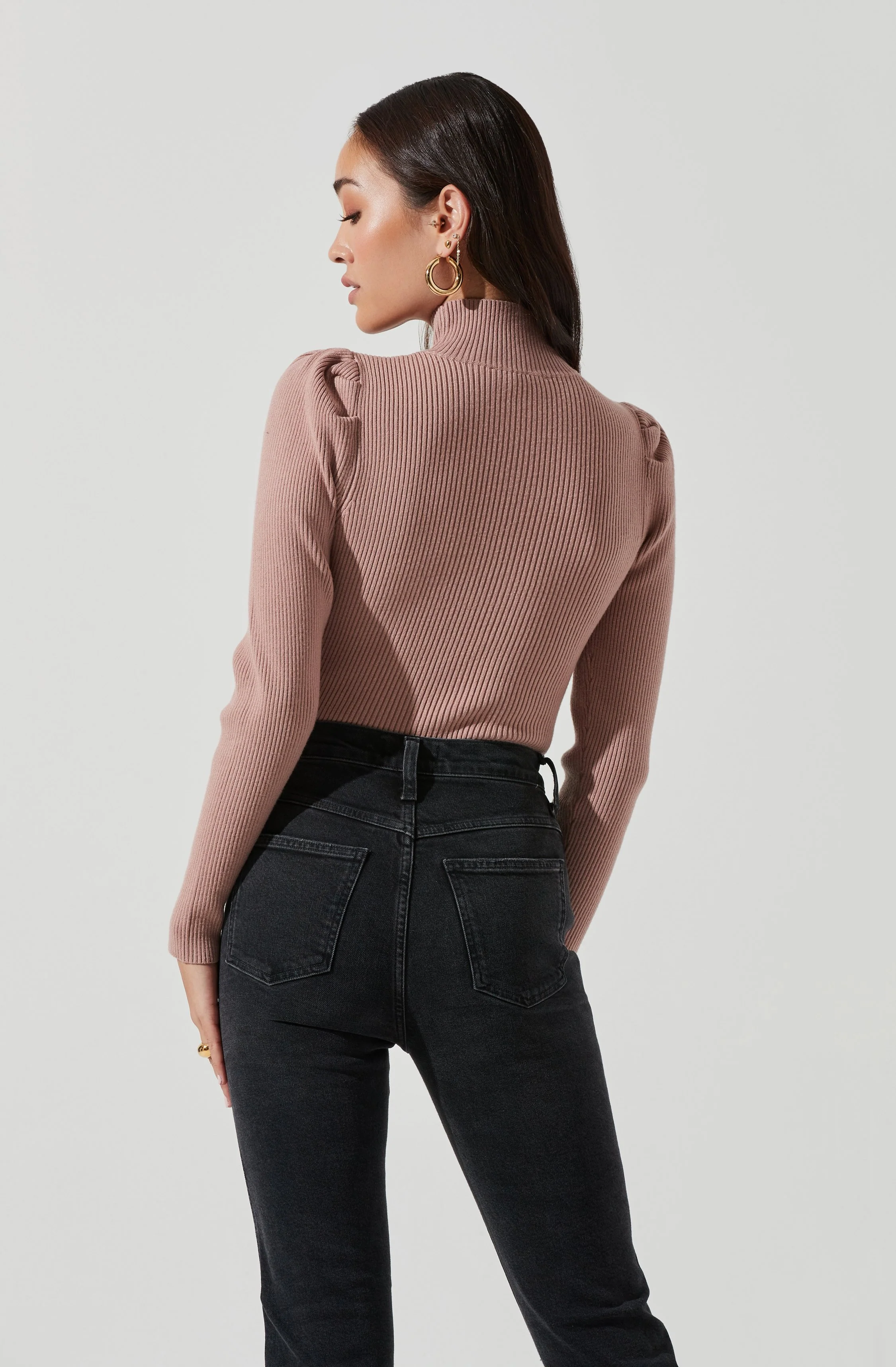 Front Cutout Long Sleeve Sweater Bodysuit - Image 24
