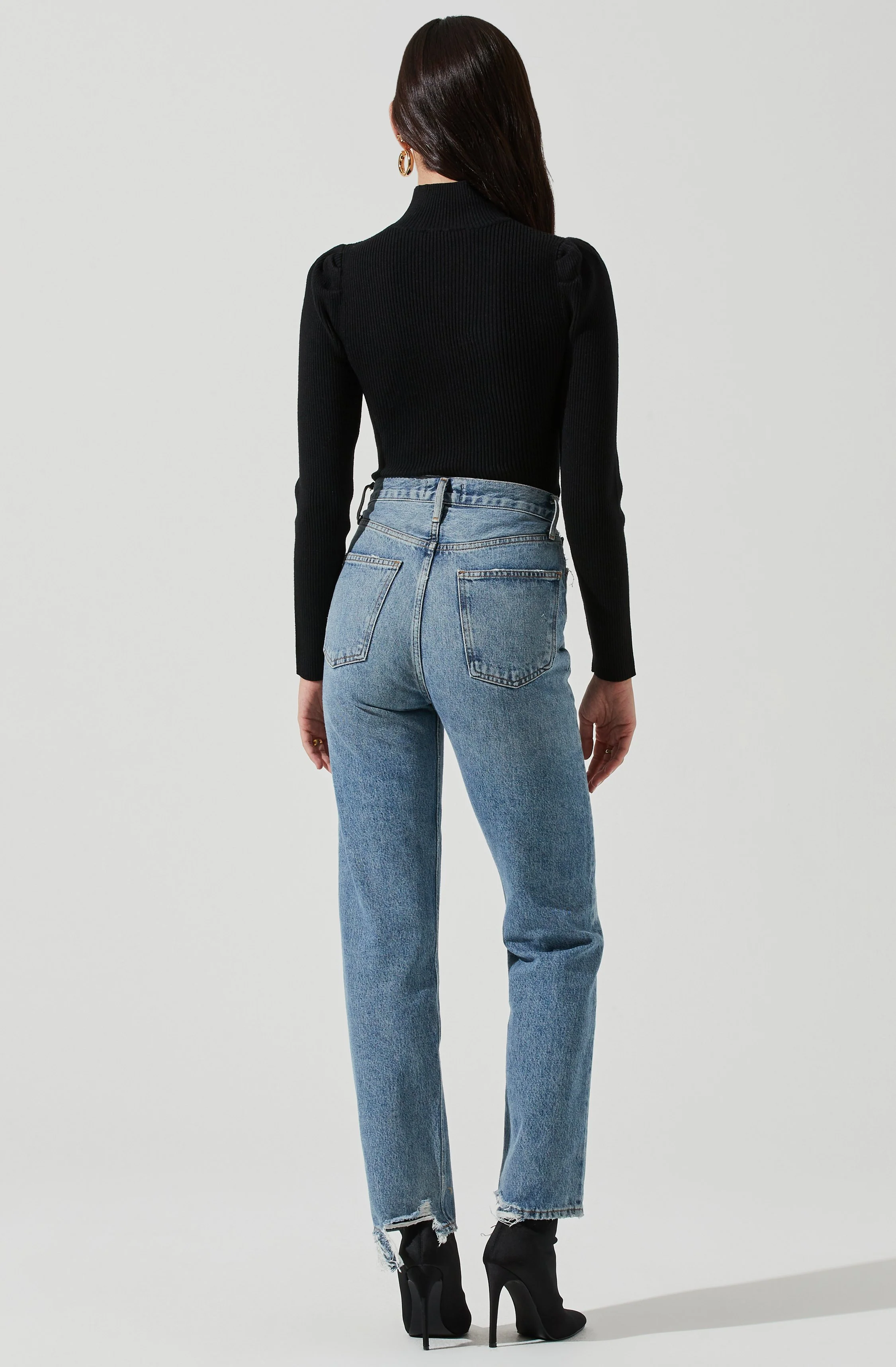Front Cutout Long Sleeve Sweater Bodysuit - Image 3