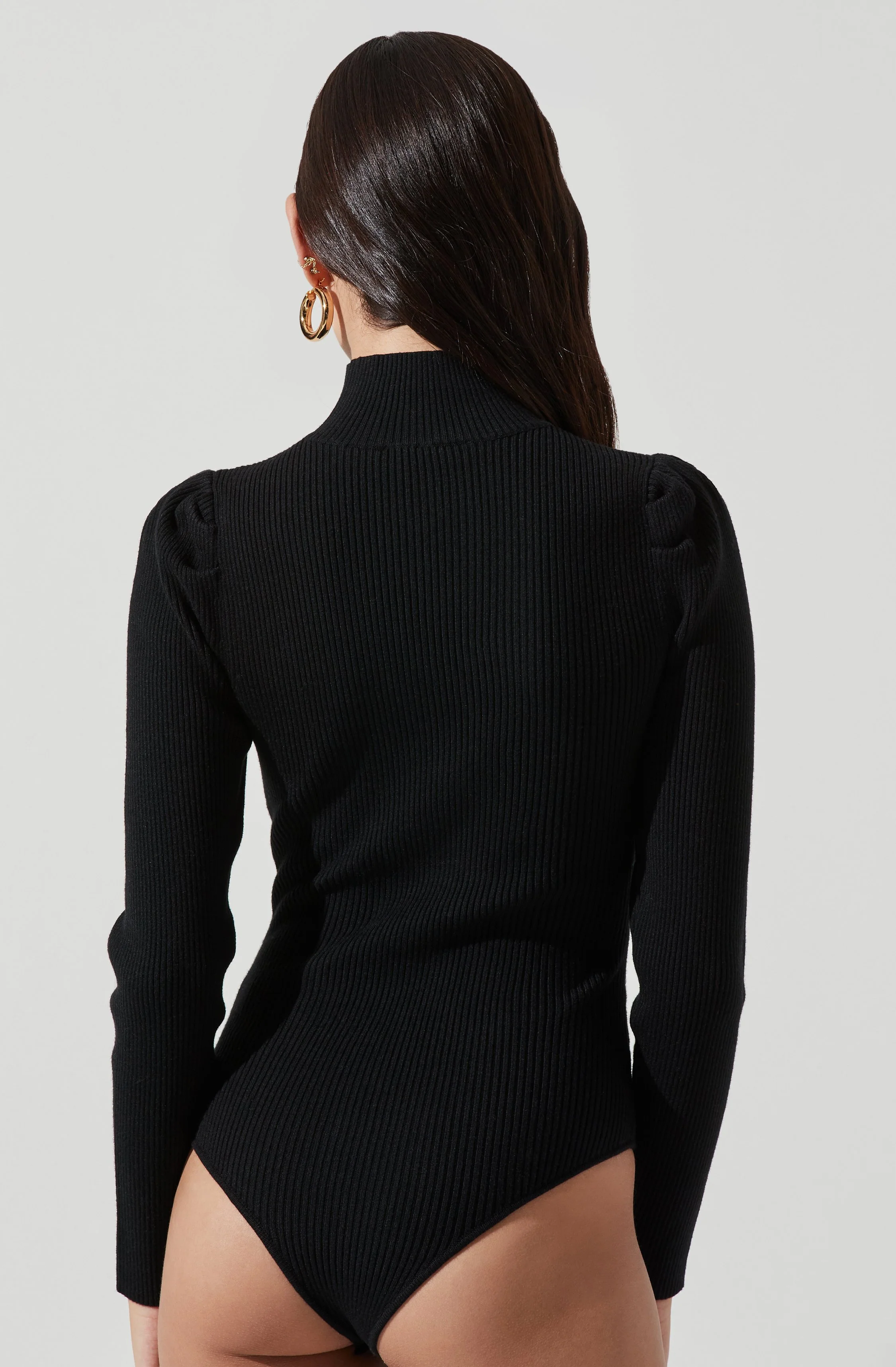 Front Cutout Long Sleeve Sweater Bodysuit - Image 6