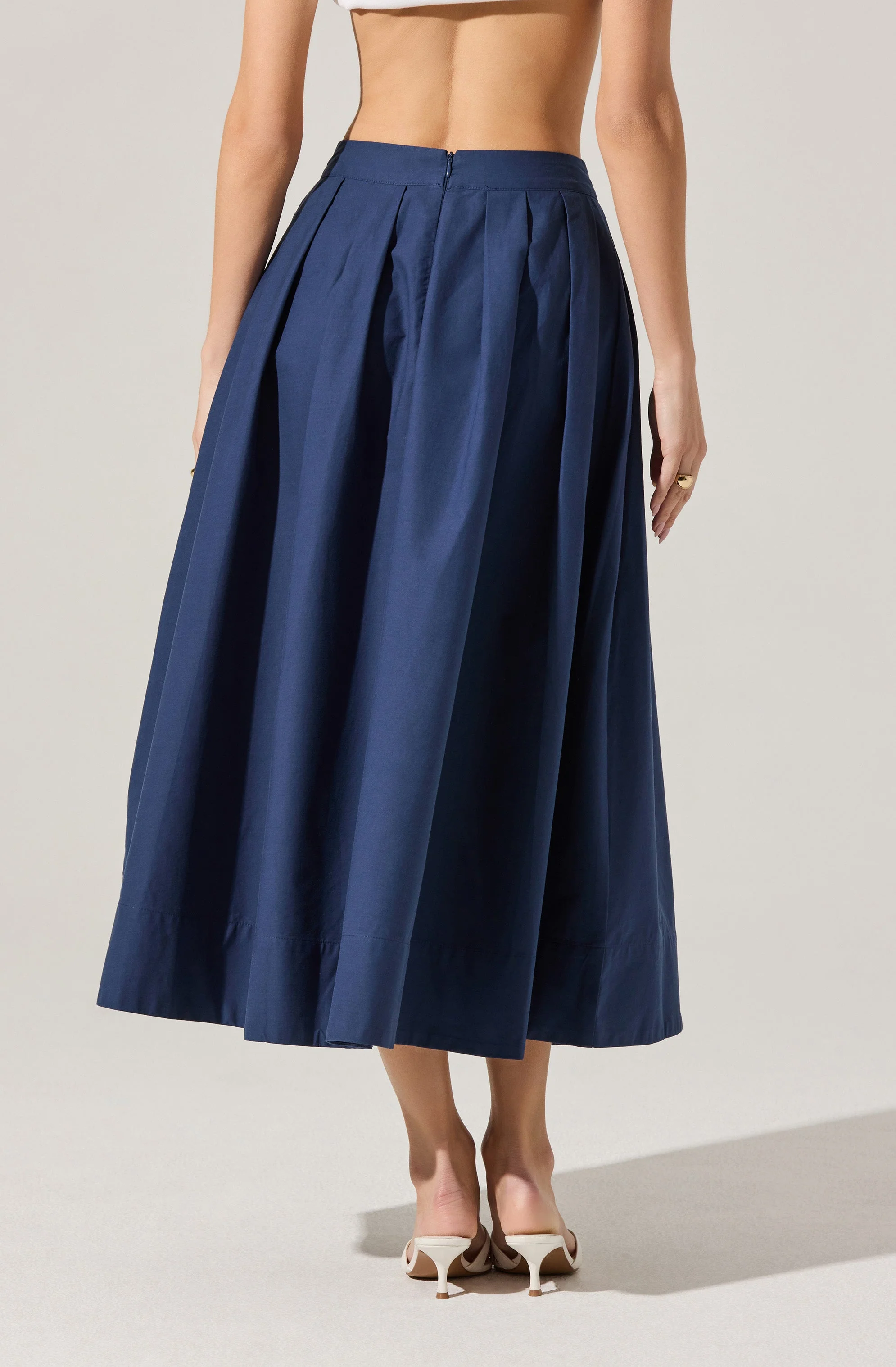 Full Flared Poplin Midi Skirt - Image 10