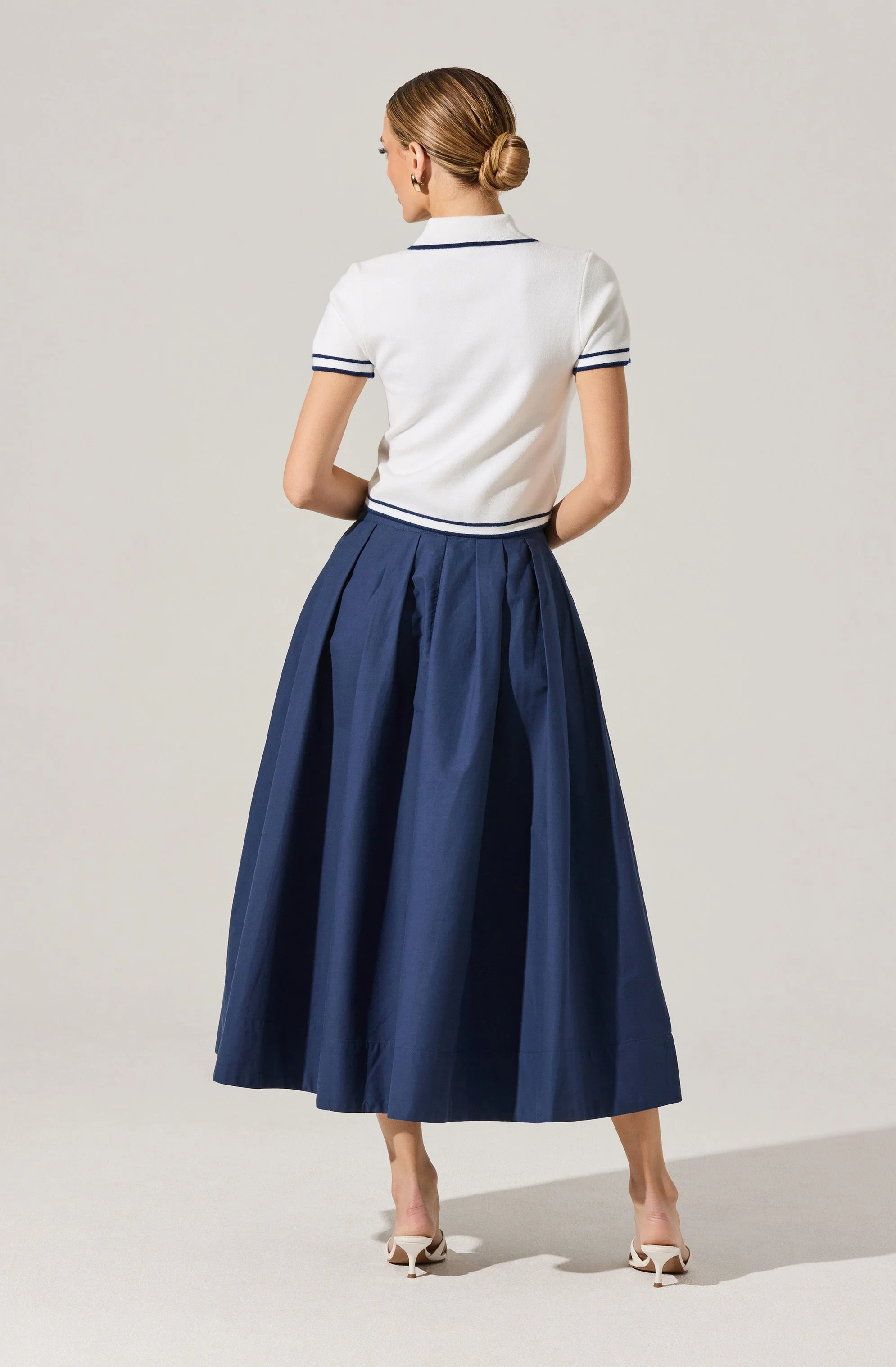 Full Flared Poplin Midi Skirt - Image 11