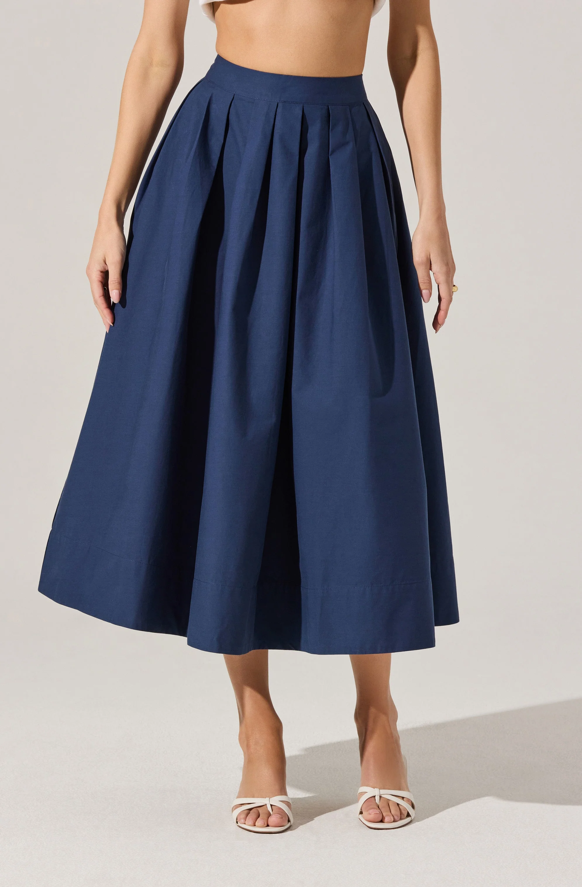 Full Flared Poplin Midi Skirt - Image 12