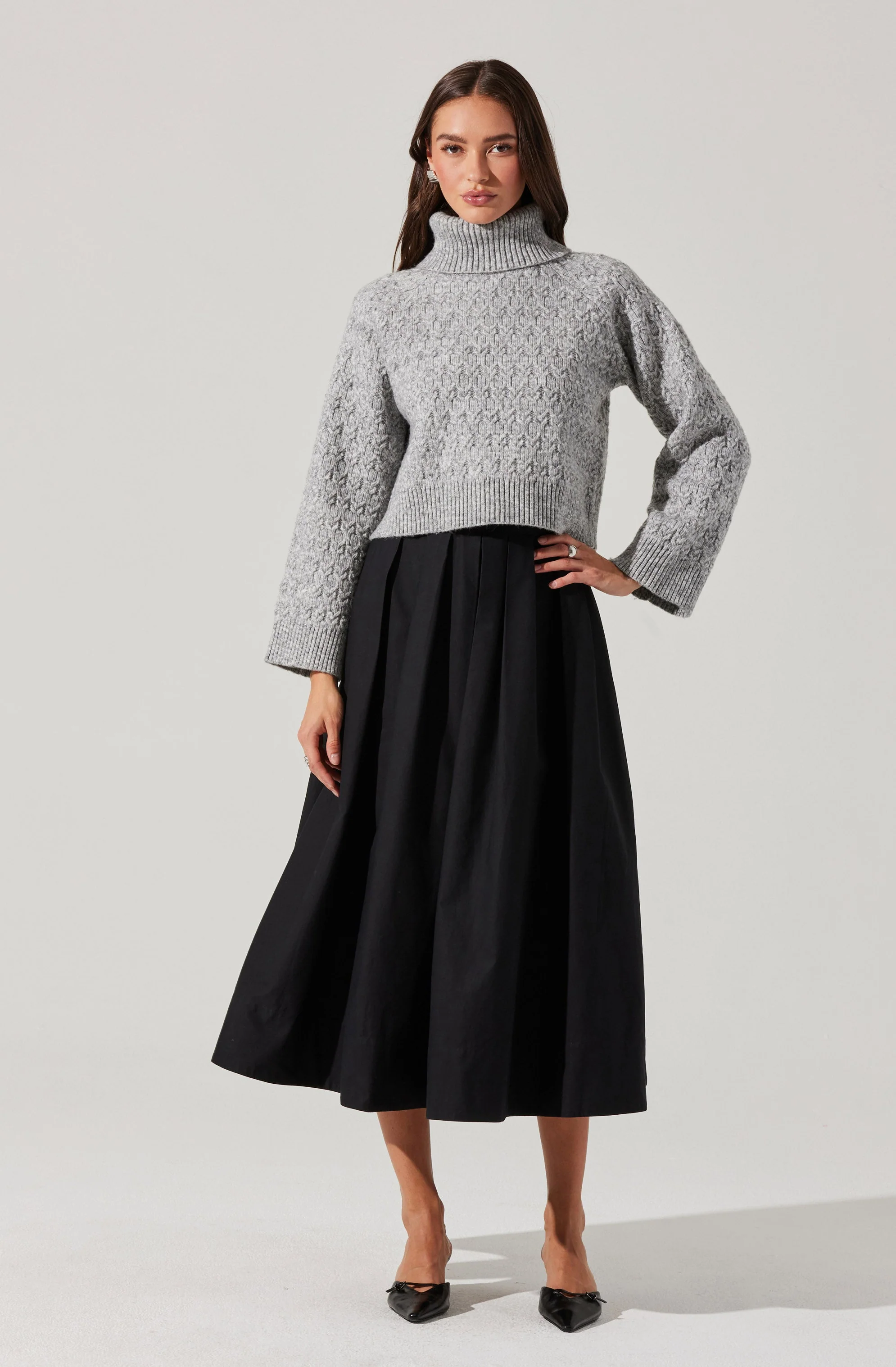 Full Flared Poplin Midi Skirt - Image 13
