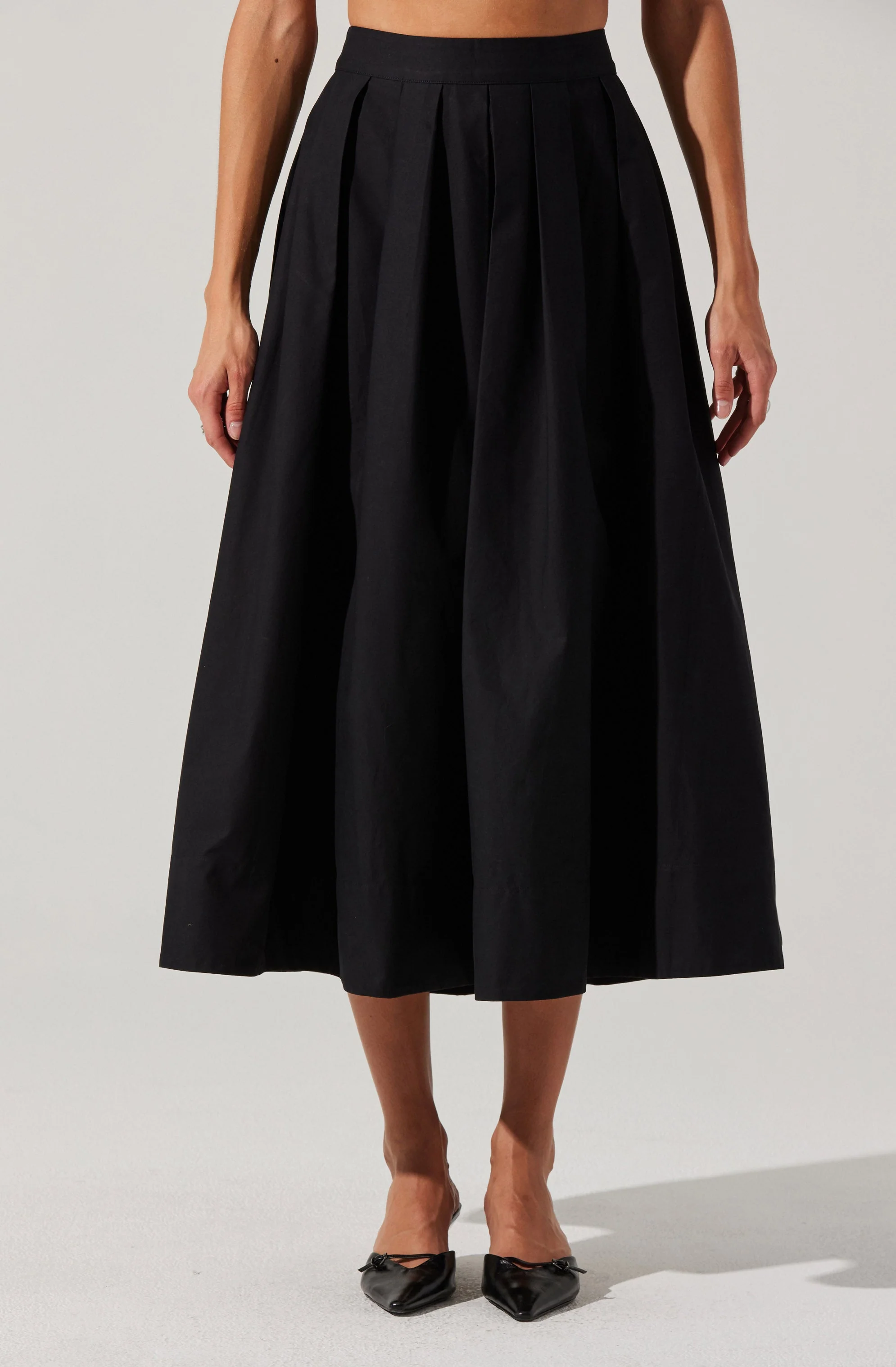 Full Flared Poplin Midi Skirt - Image 14