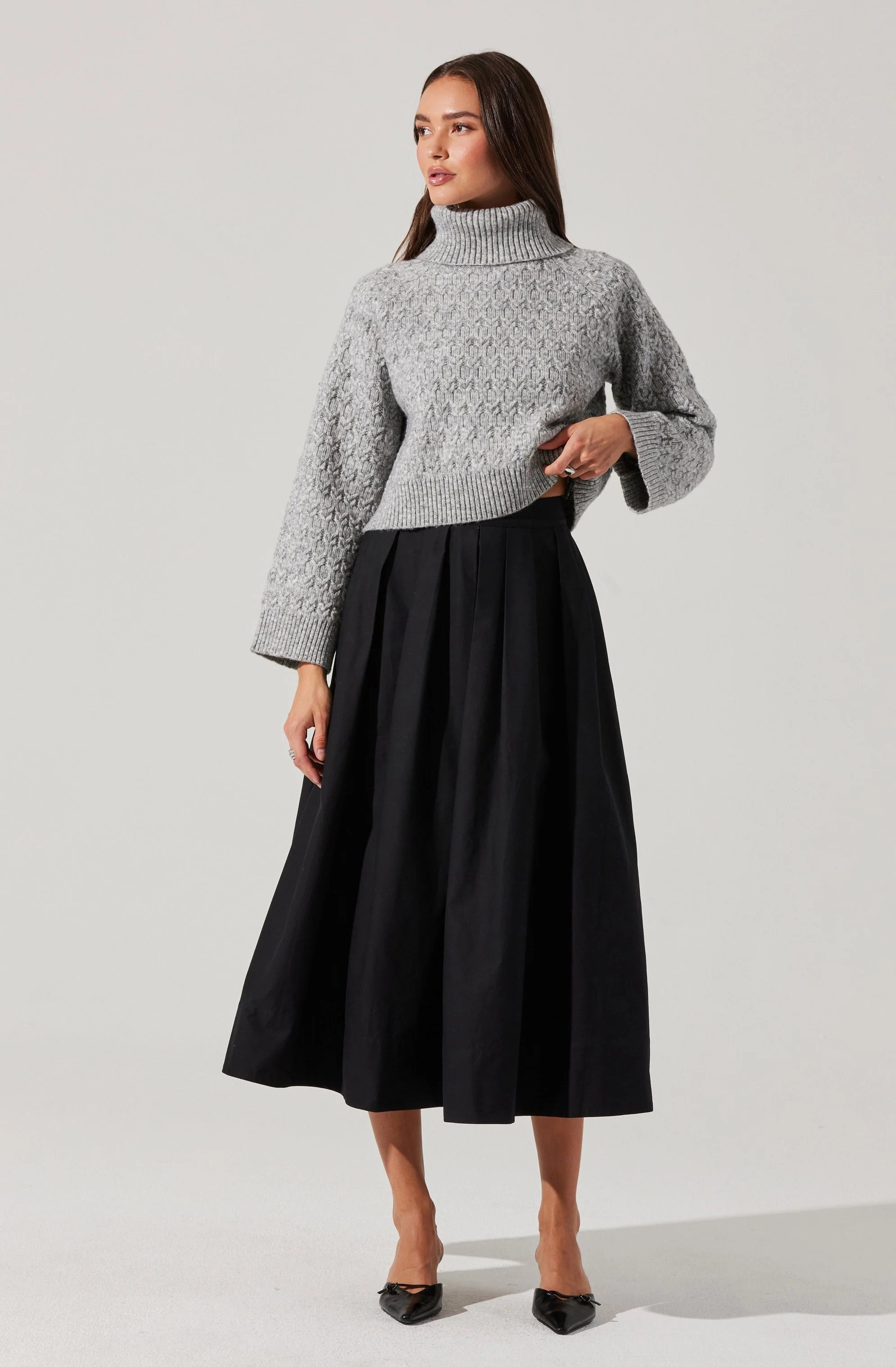 Full Flared Poplin Midi Skirt - Image 15