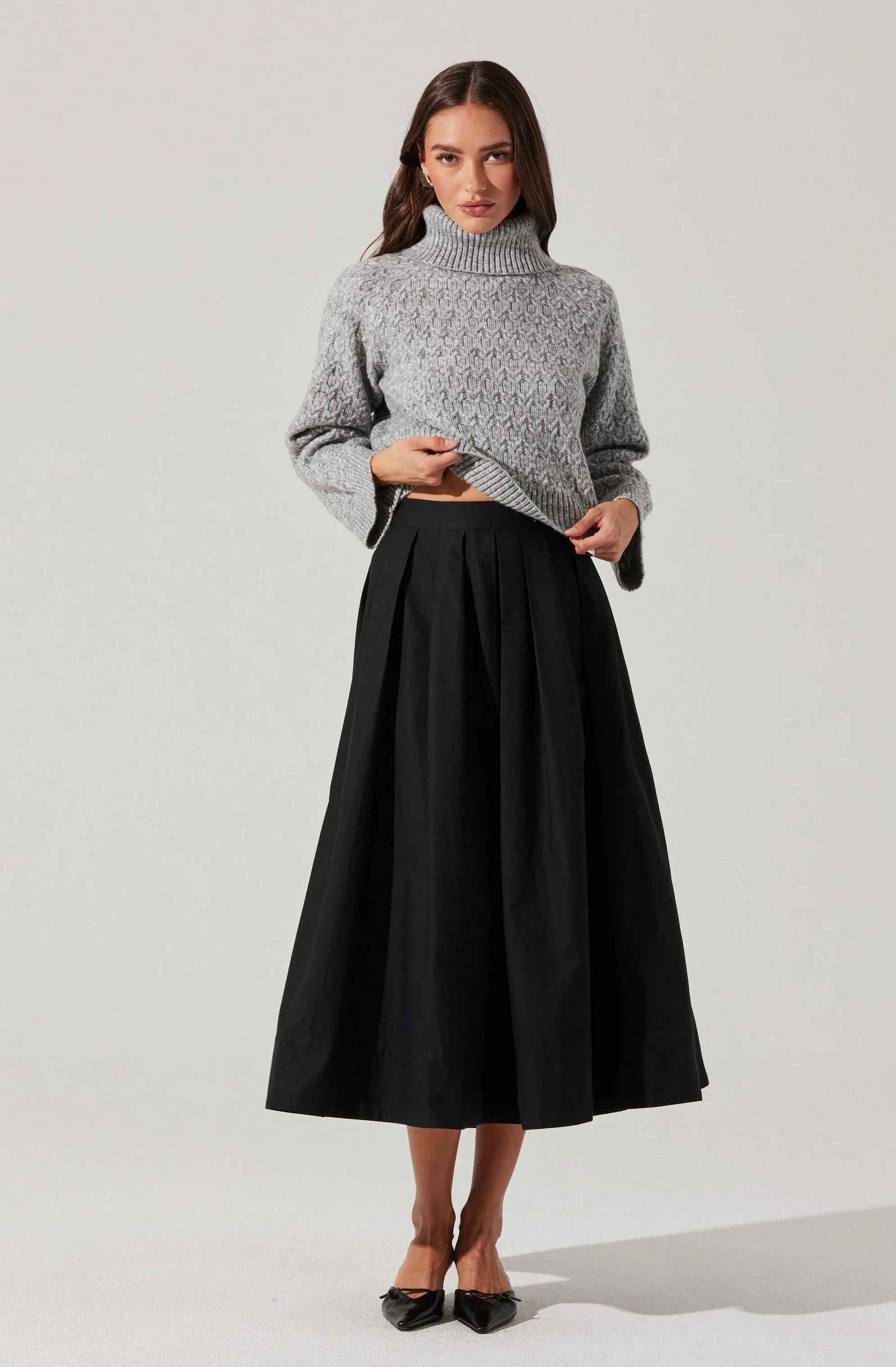Full Flared Poplin Midi Skirt - Image 16