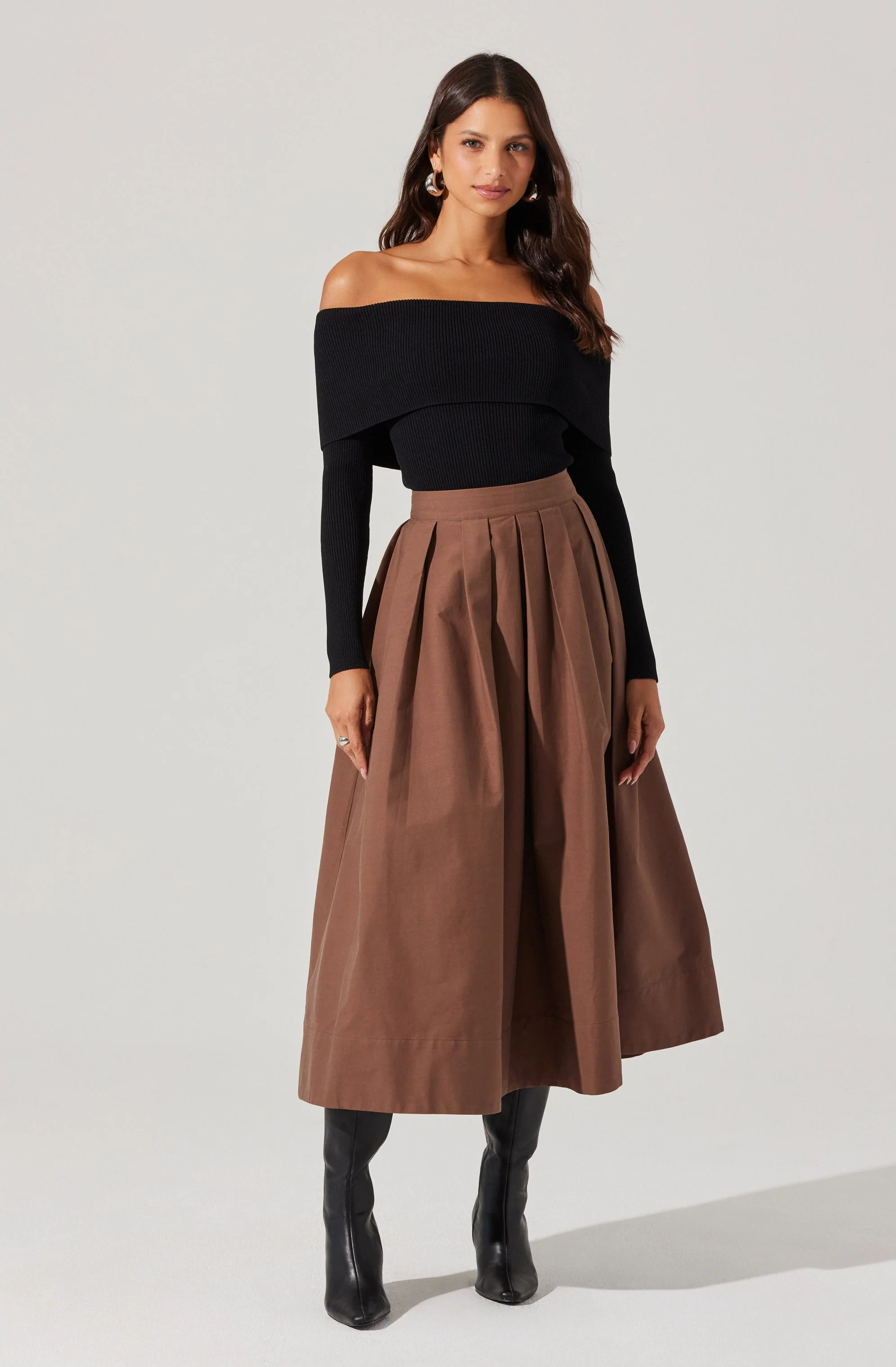 Full Flared Poplin Midi Skirt - Image 19