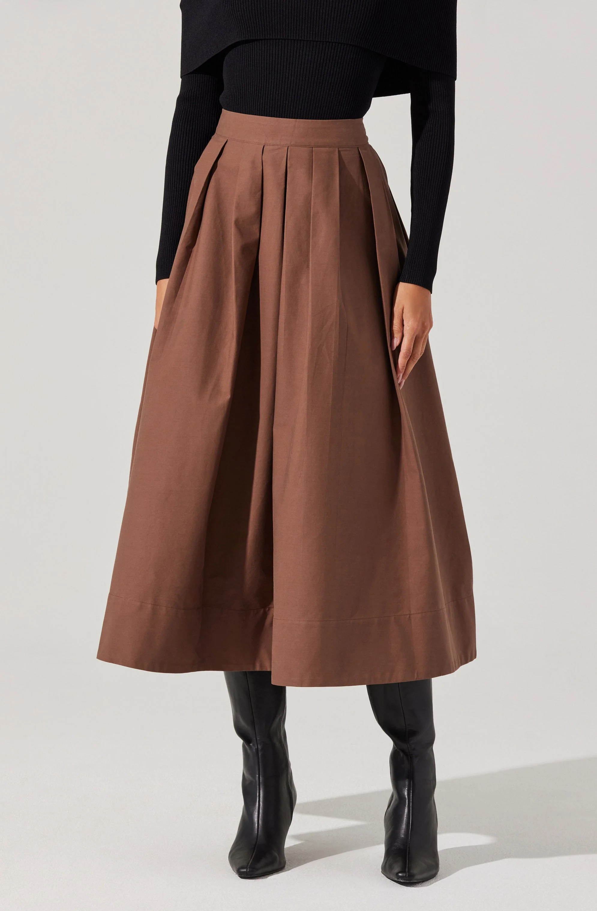 Full Flared Poplin Midi Skirt - Image 22