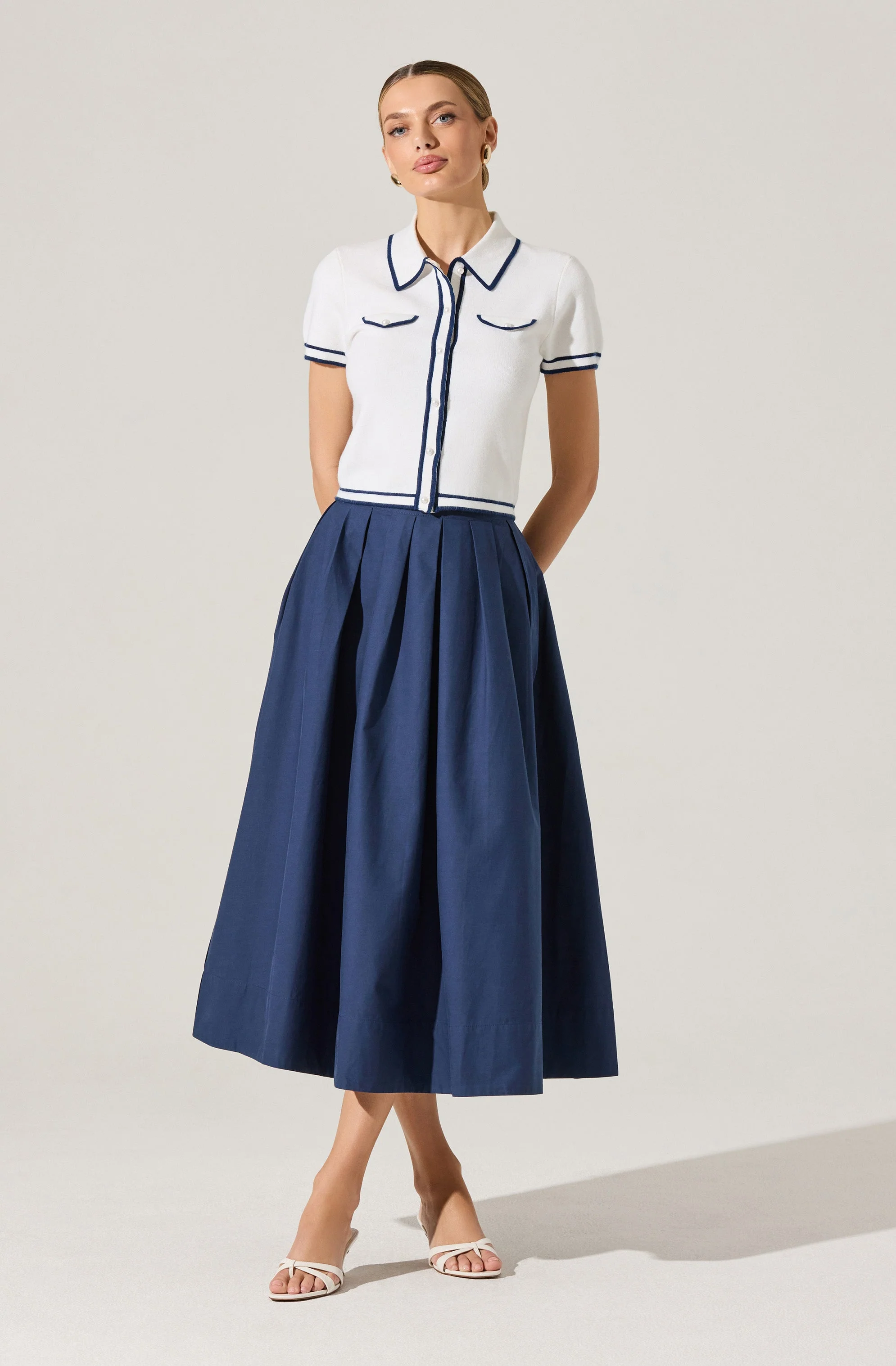 Full Flared Poplin Midi Skirt - Image 7
