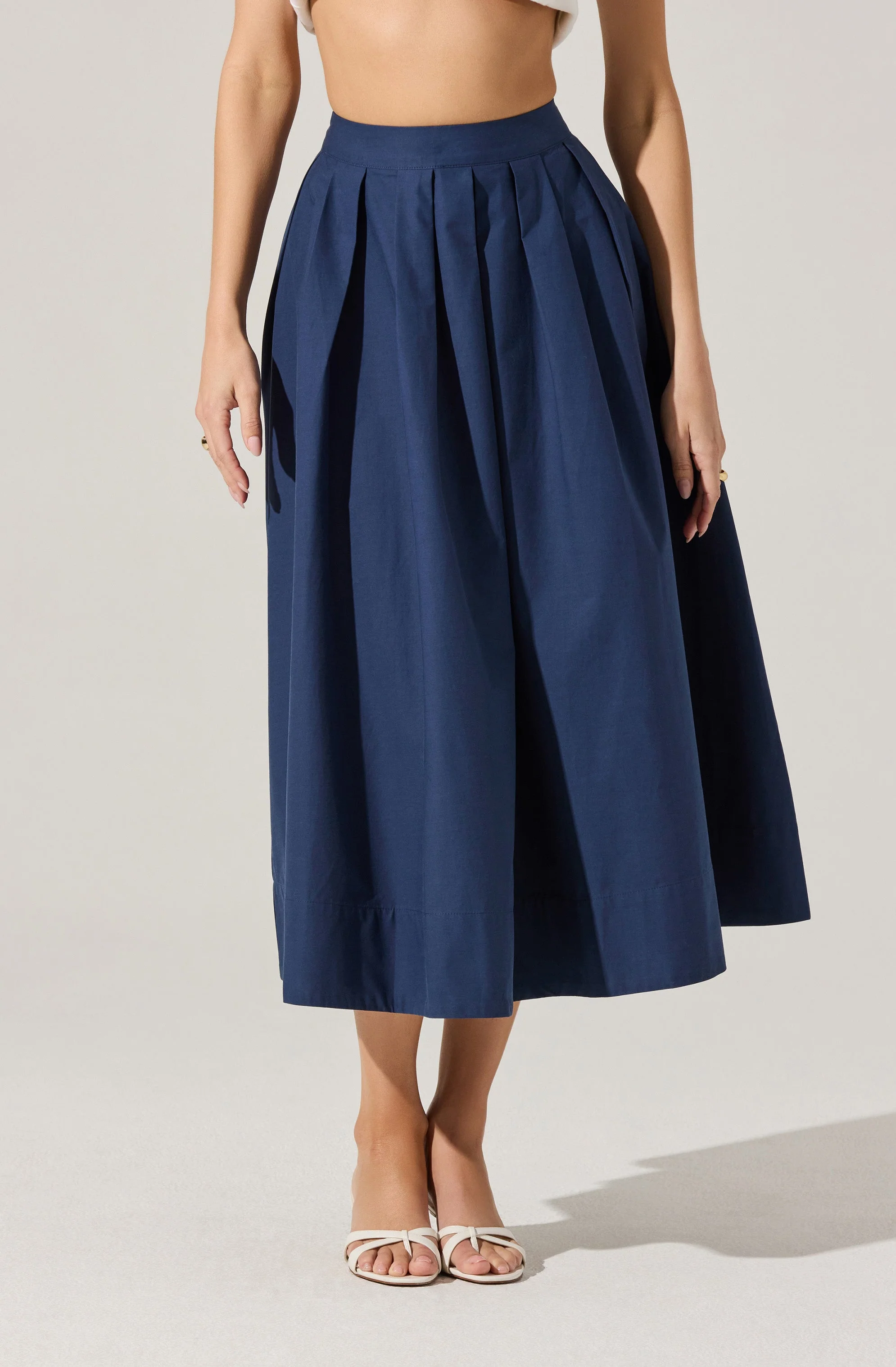 Full Flared Poplin Midi Skirt - Image 8