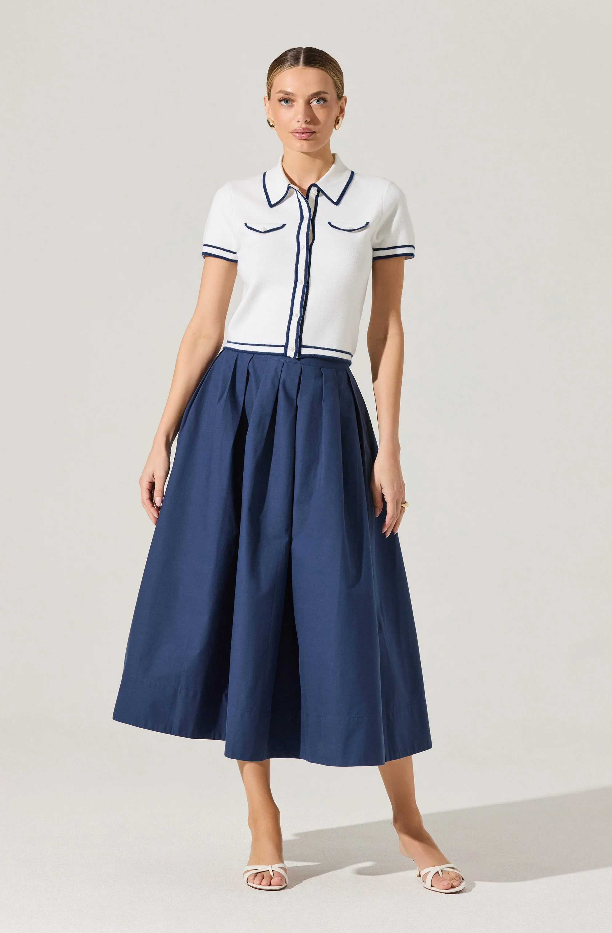 Full Flared Poplin Midi Skirt - Image 9