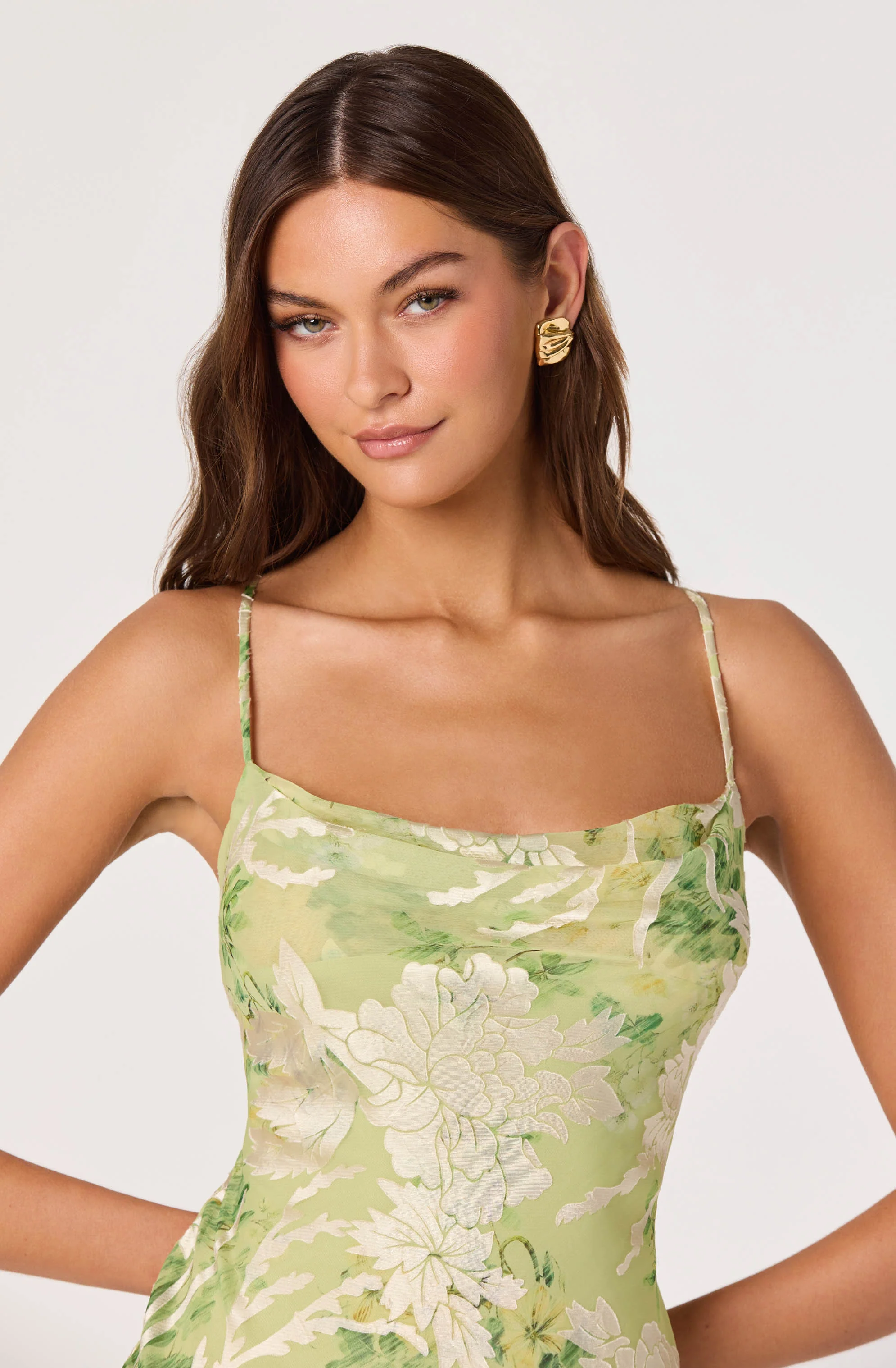 Gaia Burnout Velvet Cowl Midi Dress - Image 5