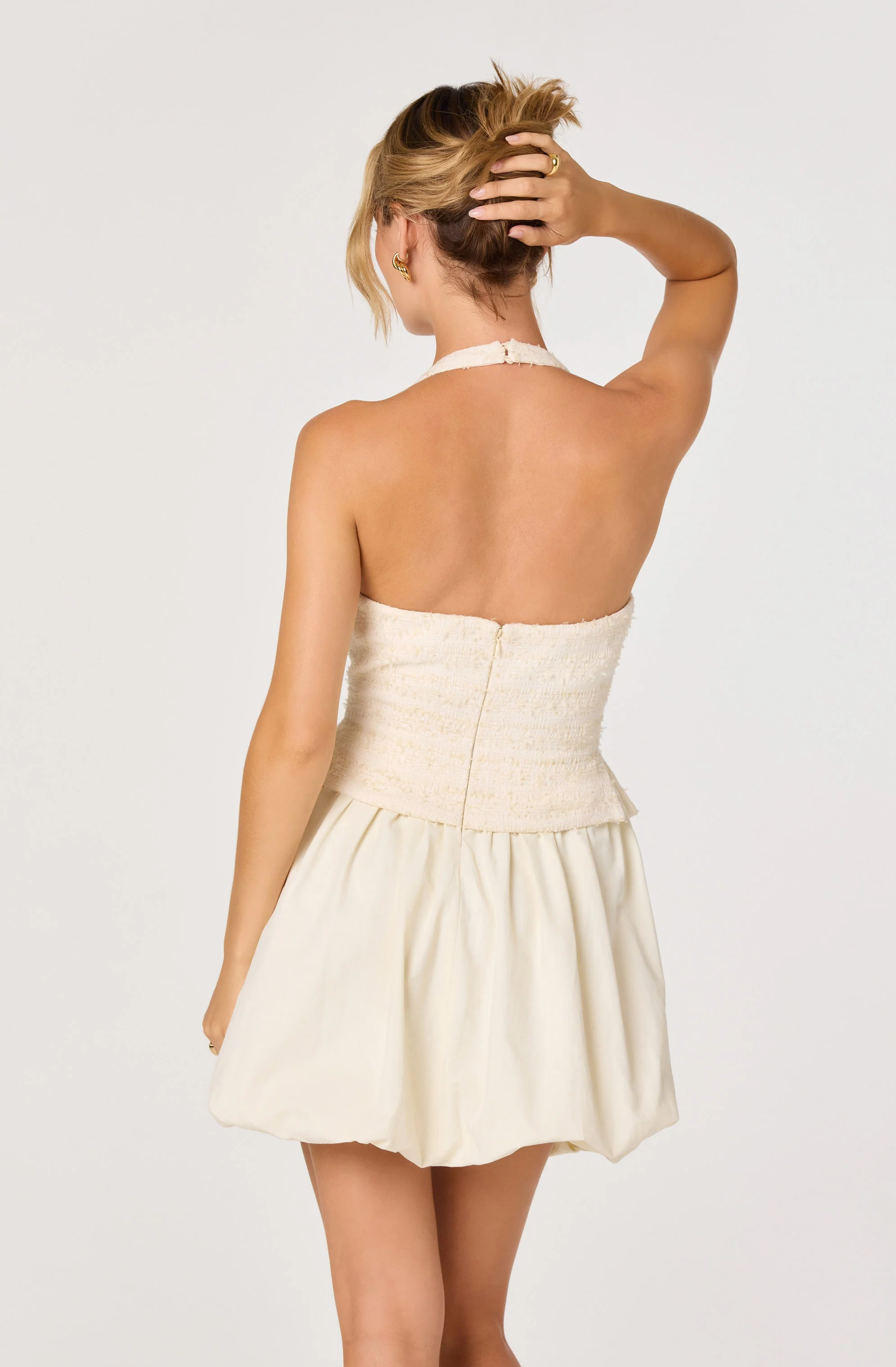 Giavanna Mixed Media Halter Mini Dress - Image 2