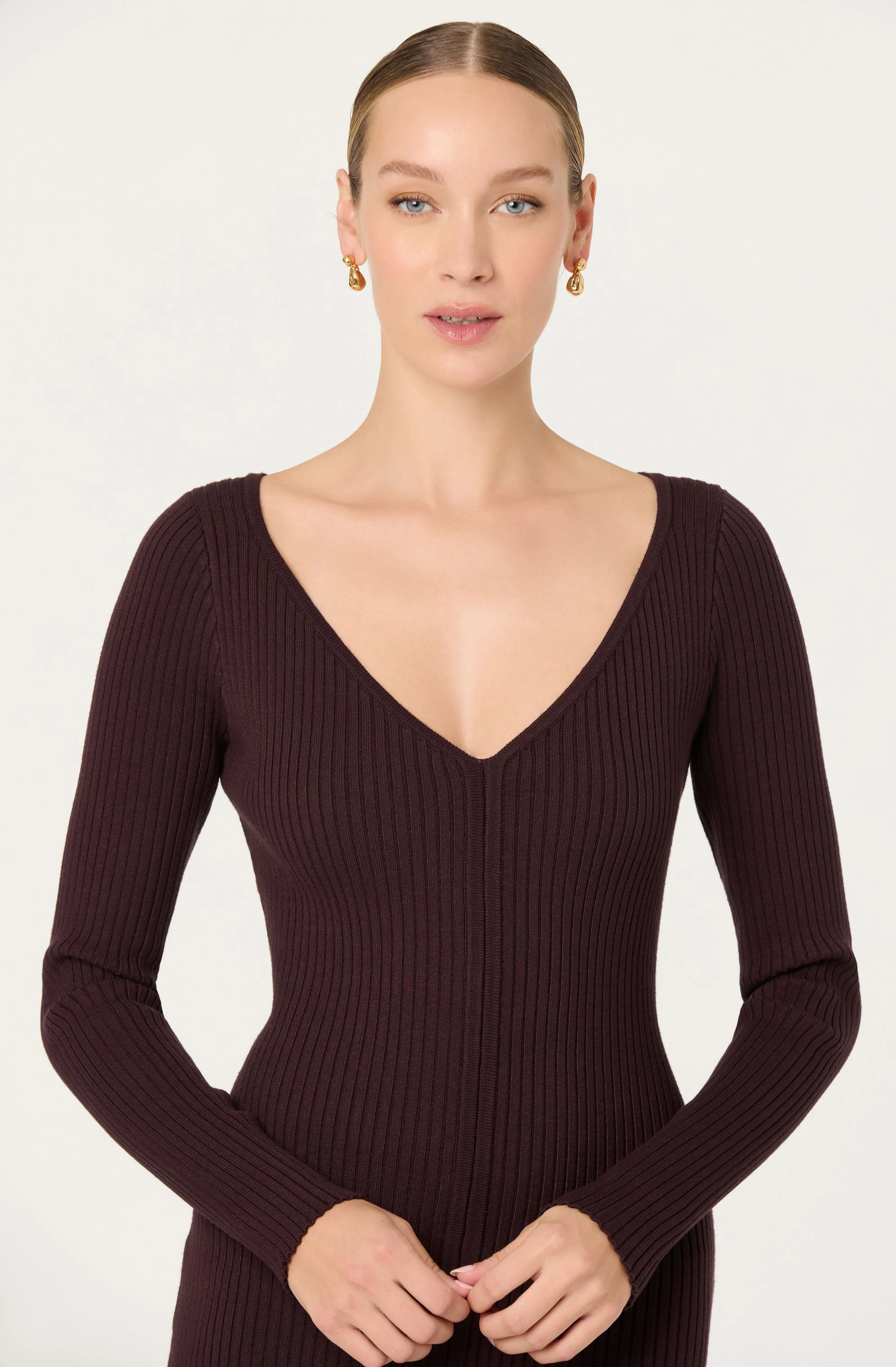 Glenda V-neck Maxi Sweater Dress - Image 3