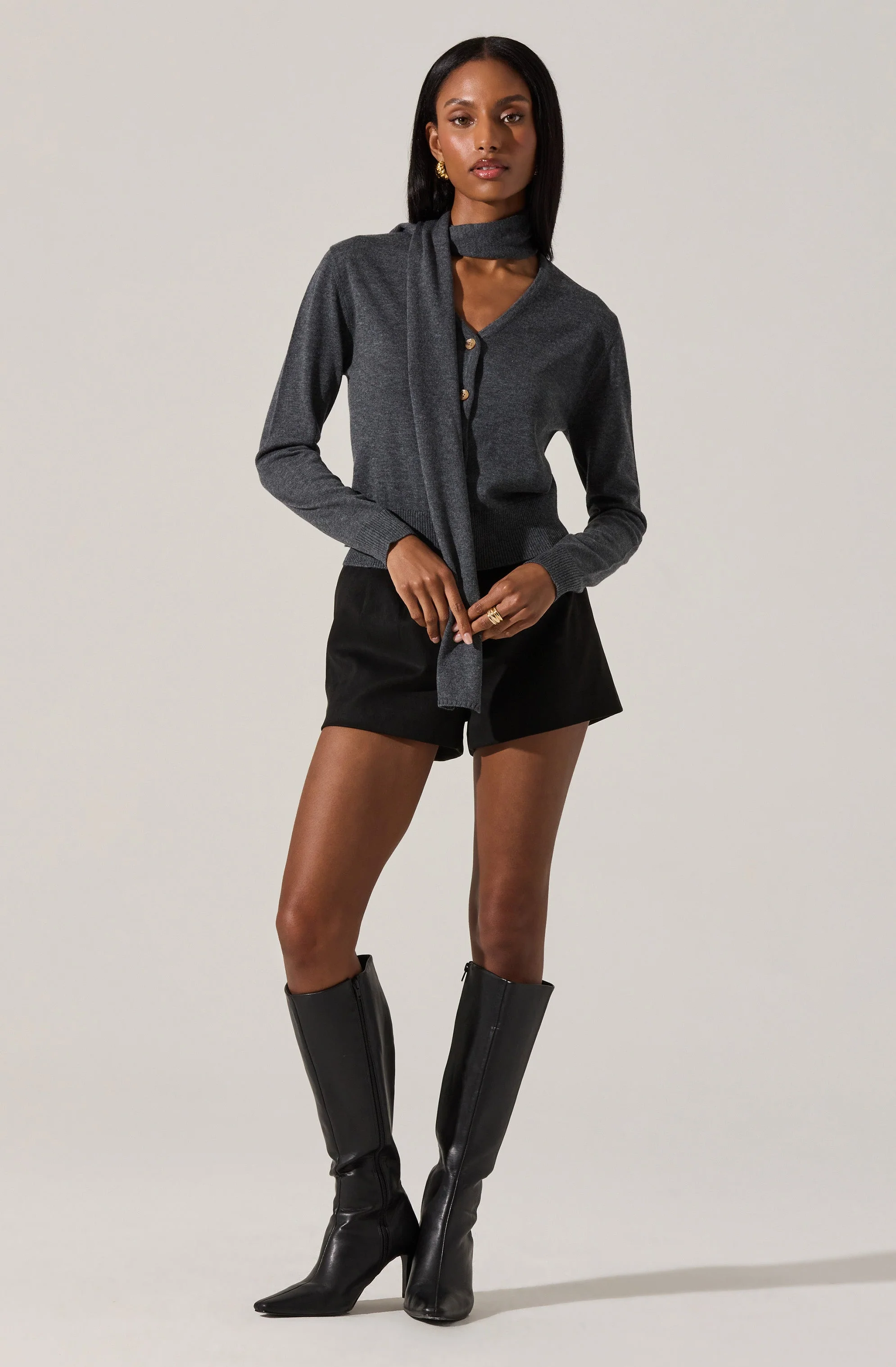 Glynne V-Neck Scarf Cardigan Sweater - Image 9